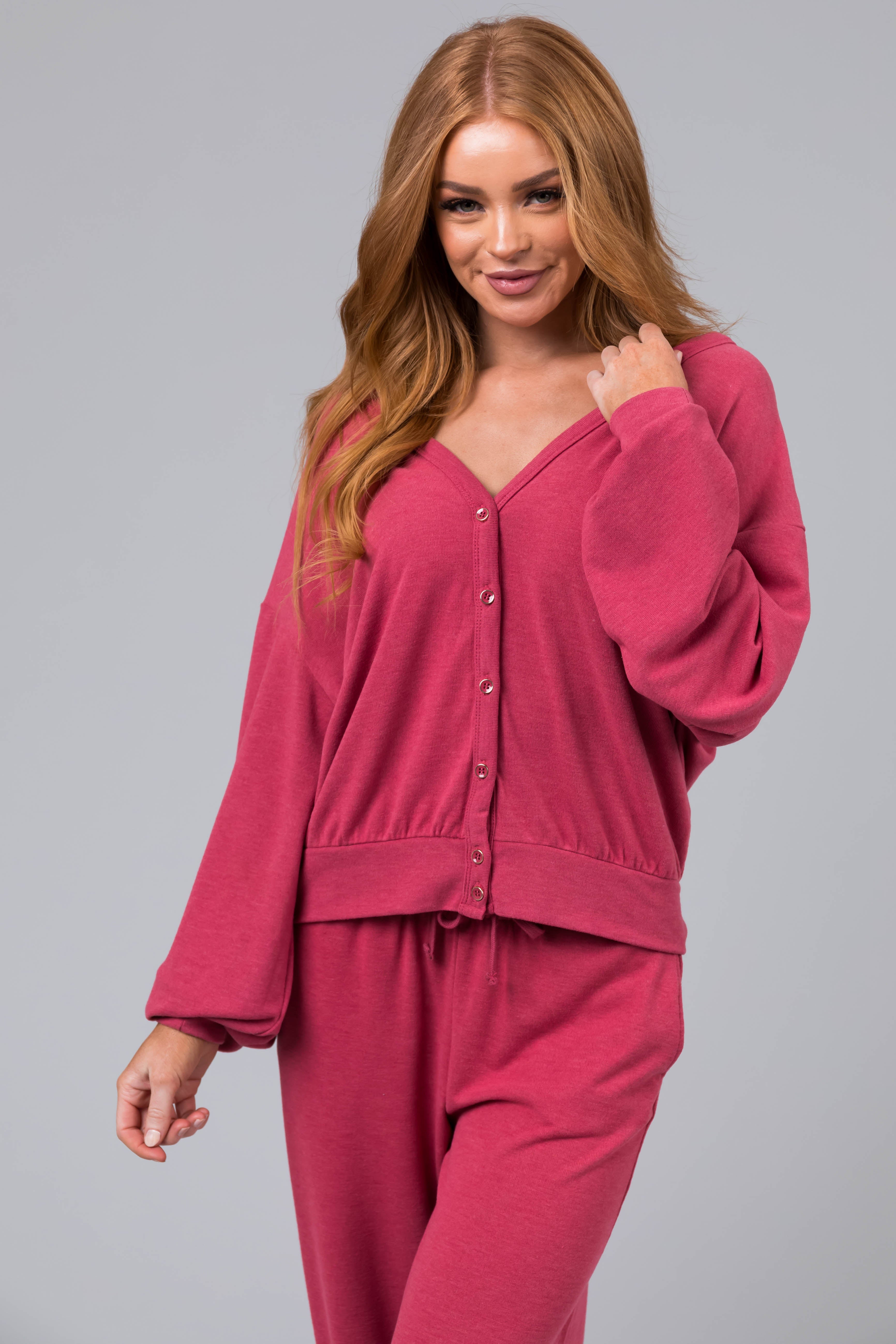 Muted Watermelon Soft Button Up Cardigan-Newayad