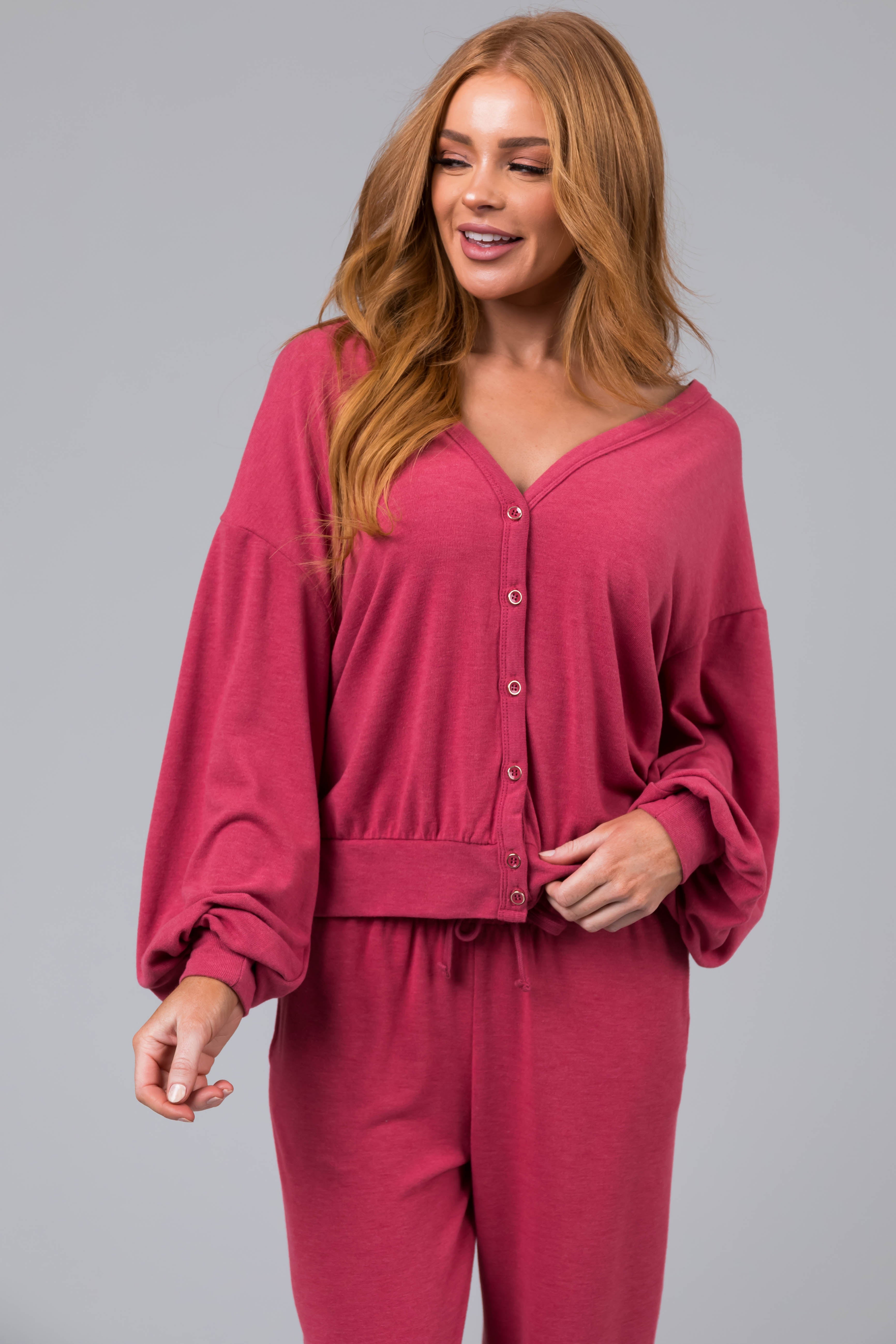 Muted Watermelon Soft Button Up Cardigan-Newayad