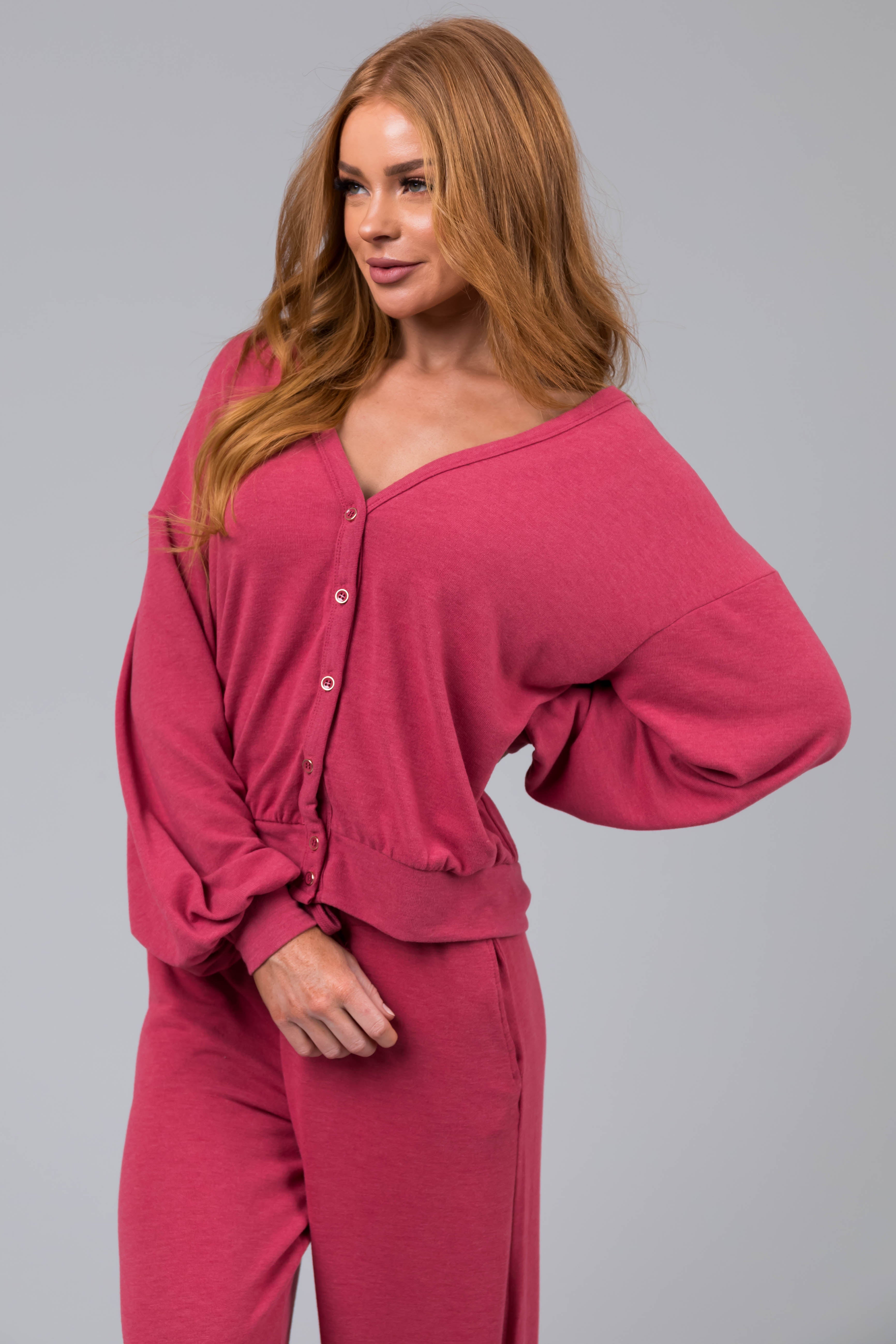 Muted Watermelon Soft Button Up Cardigan-Newayad