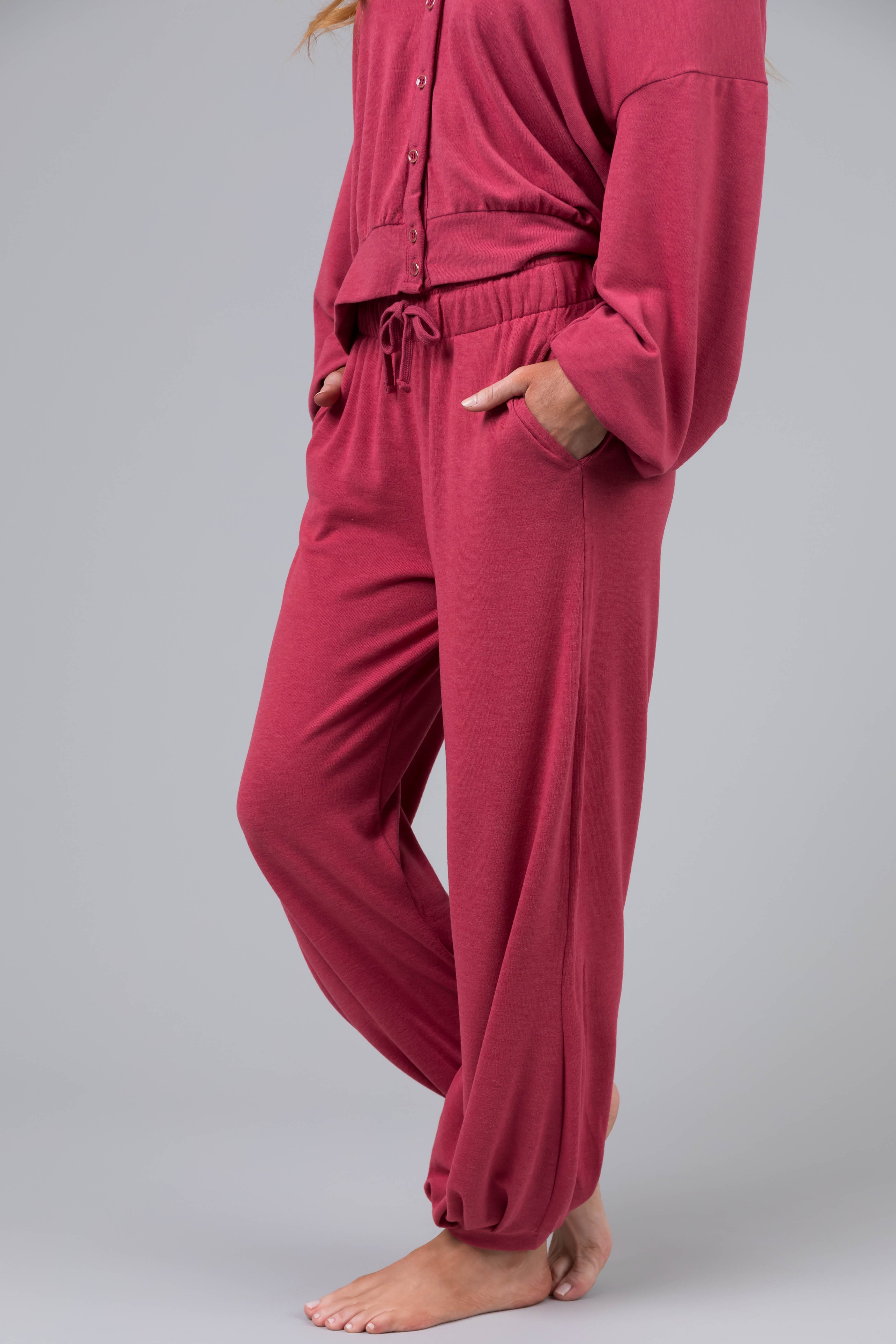 Muted Watermelon Soft Drawstring Joggers-Newayad