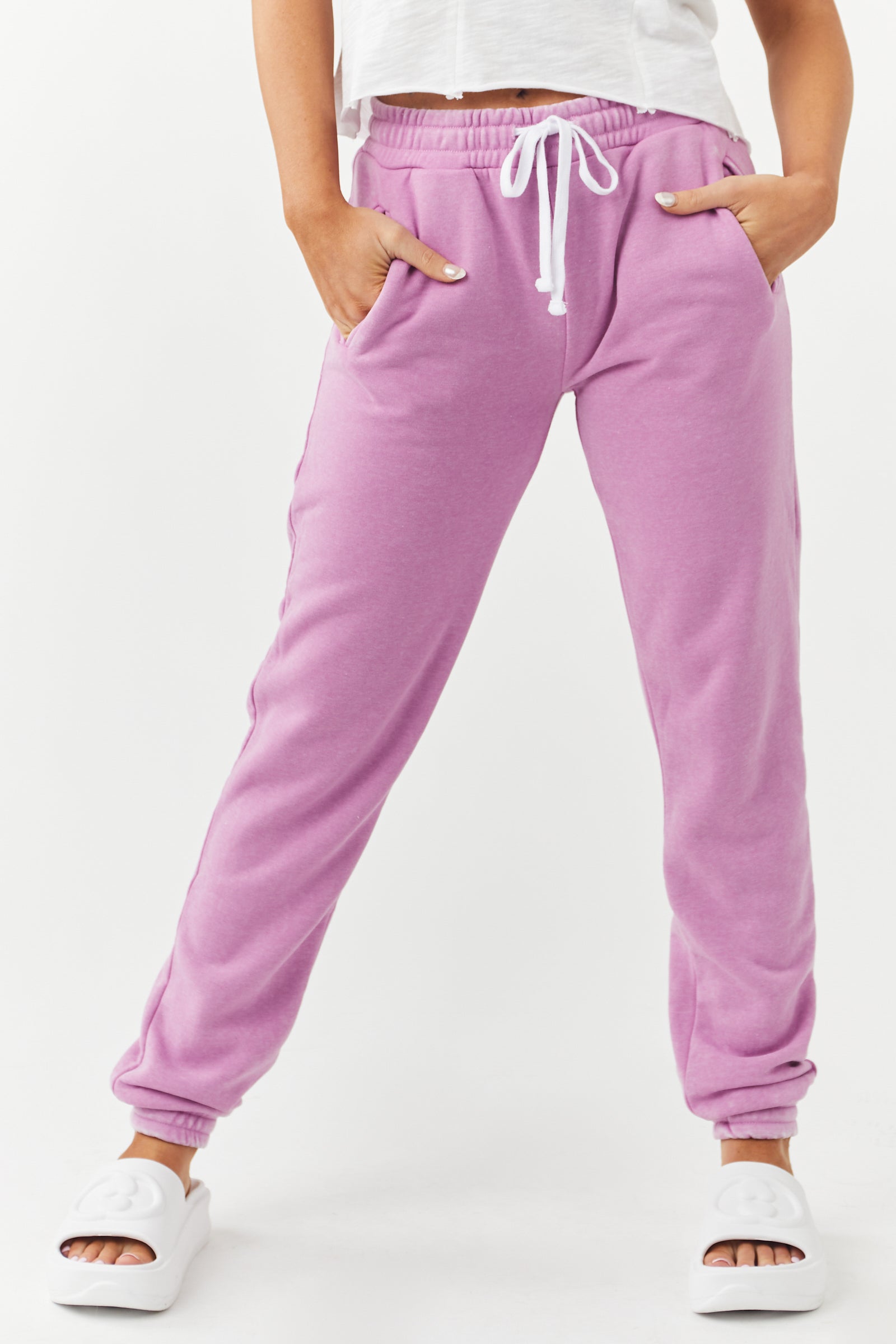 Orchid Burnout Wash Ultra Soft Drawstring Joggers-Newayad