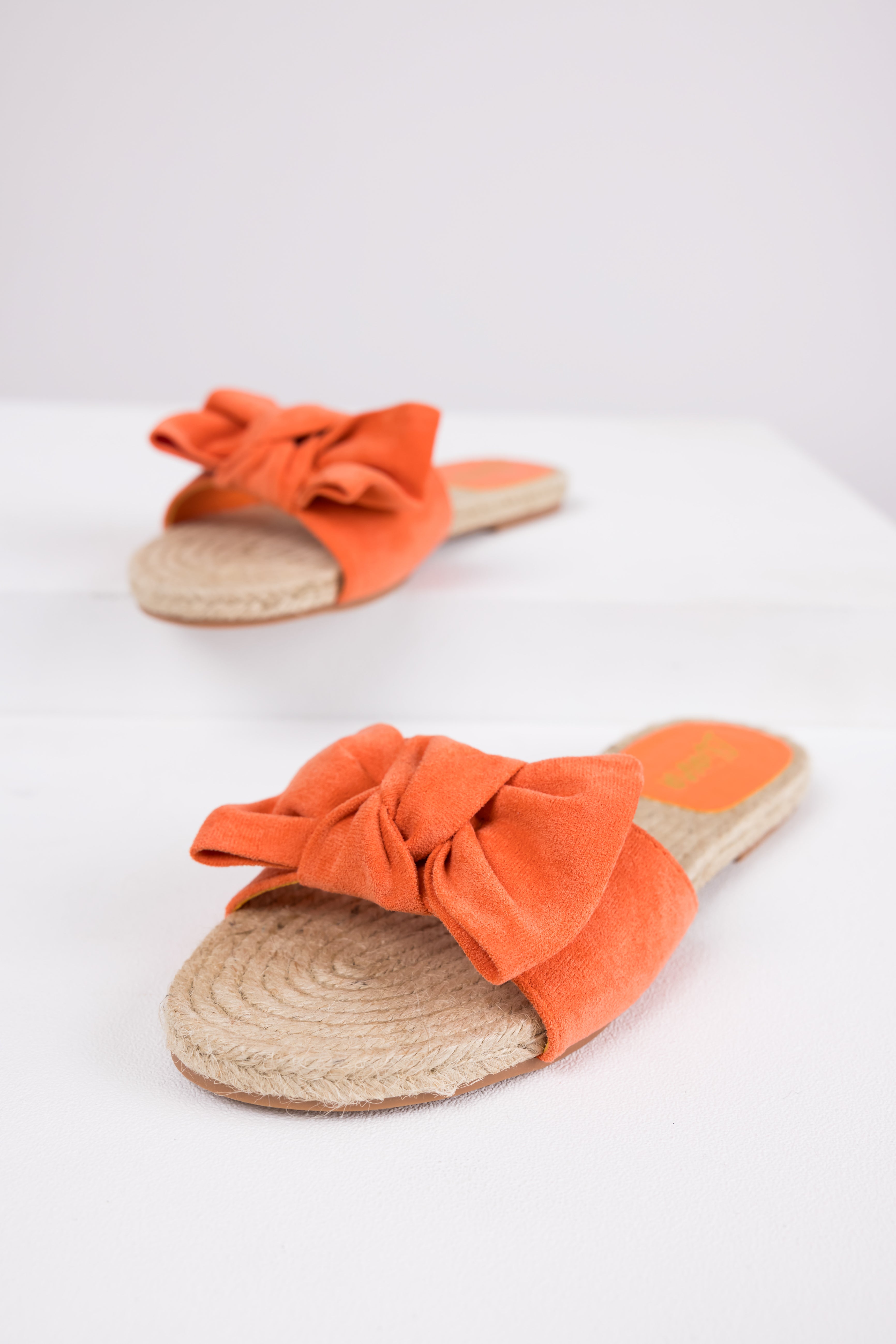 Papaya Bow Strap Flat Espadrille Sandals-Newayad
