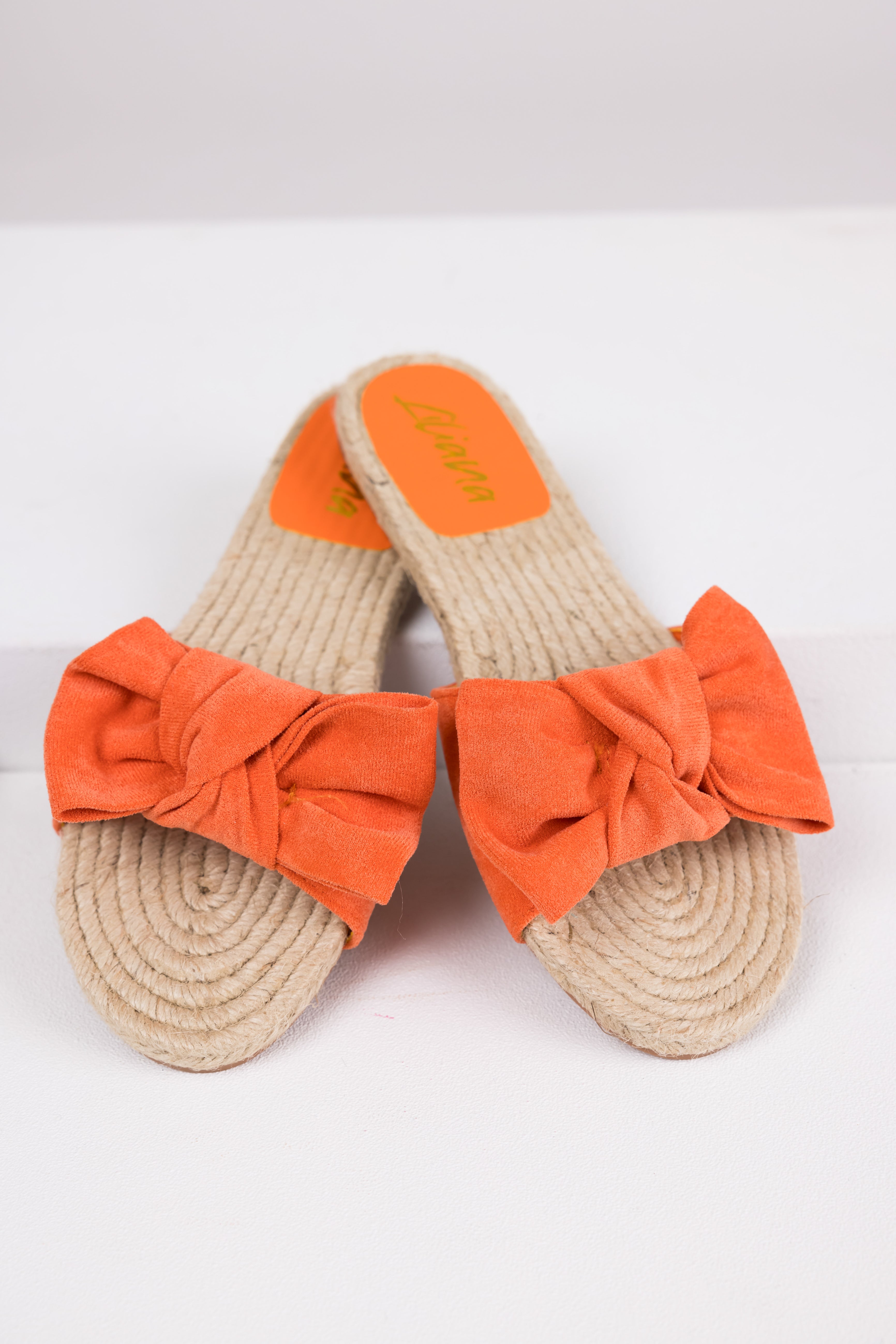 Papaya Bow Strap Flat Espadrille Sandals-Newayad