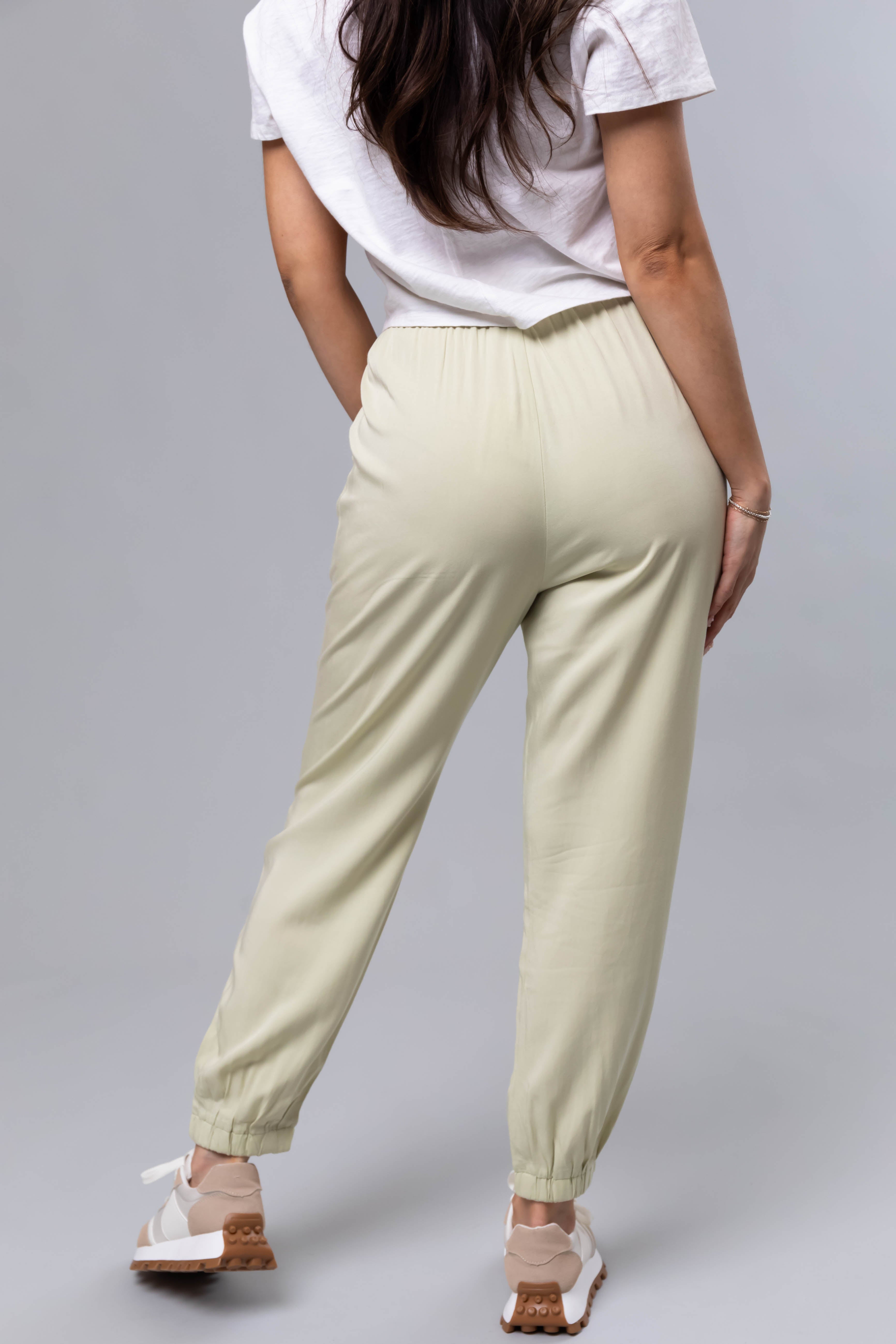 Pastel Lime Lightweight Woven Joggers-Newayad