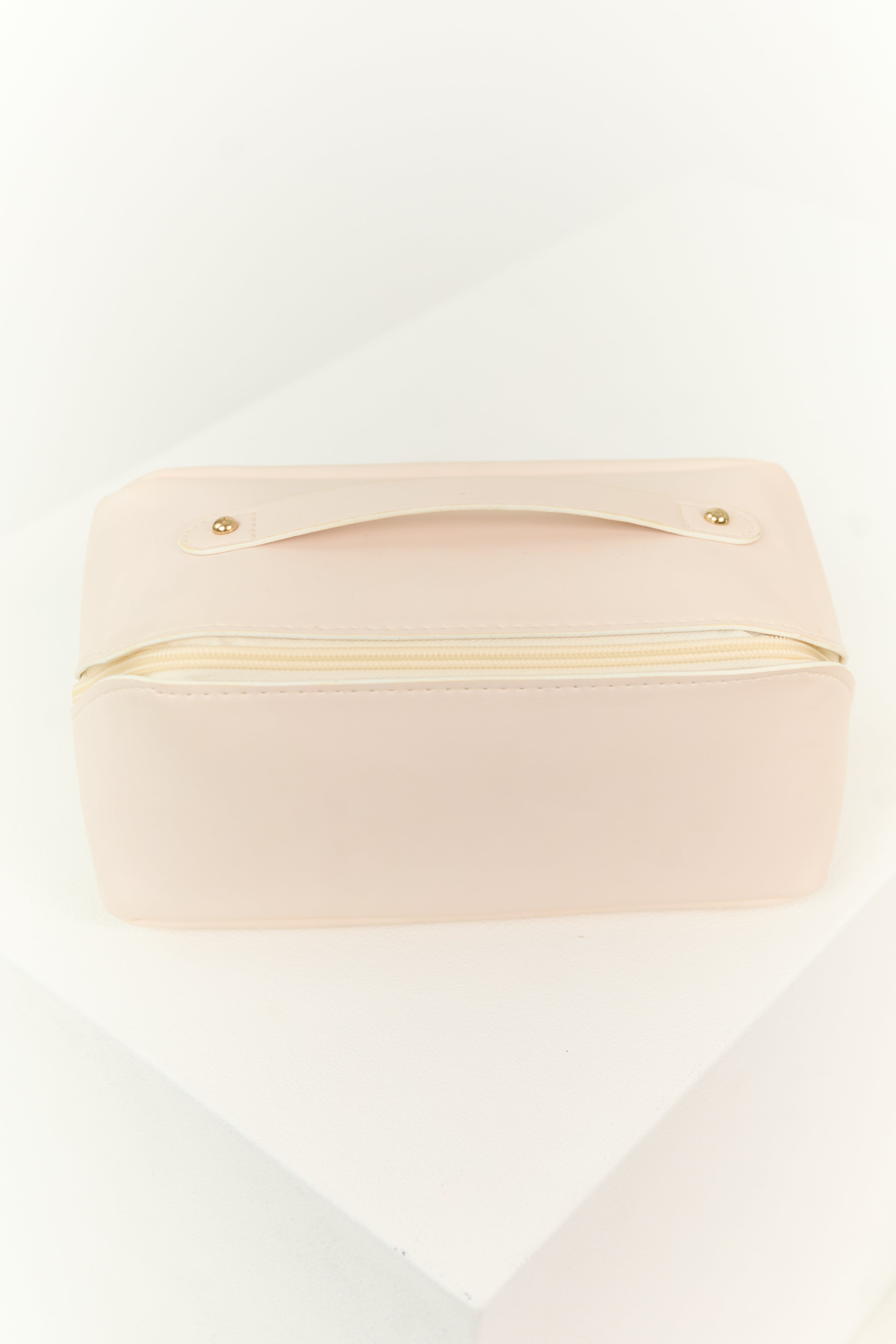 Pastel Blush Faux Leather Makeup Bag-Newayad