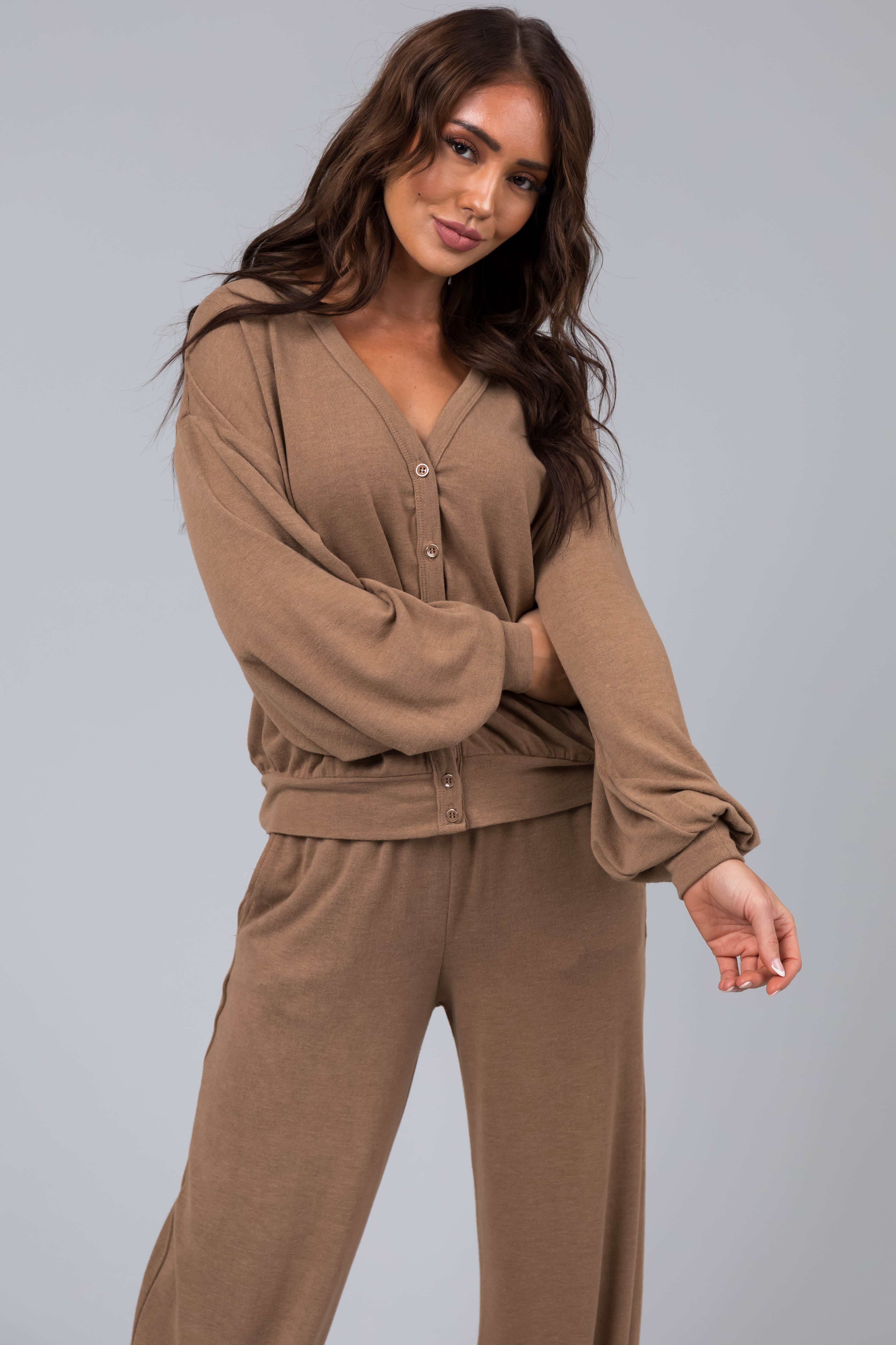 Peanut Soft Button Up Cardigan-Newayad