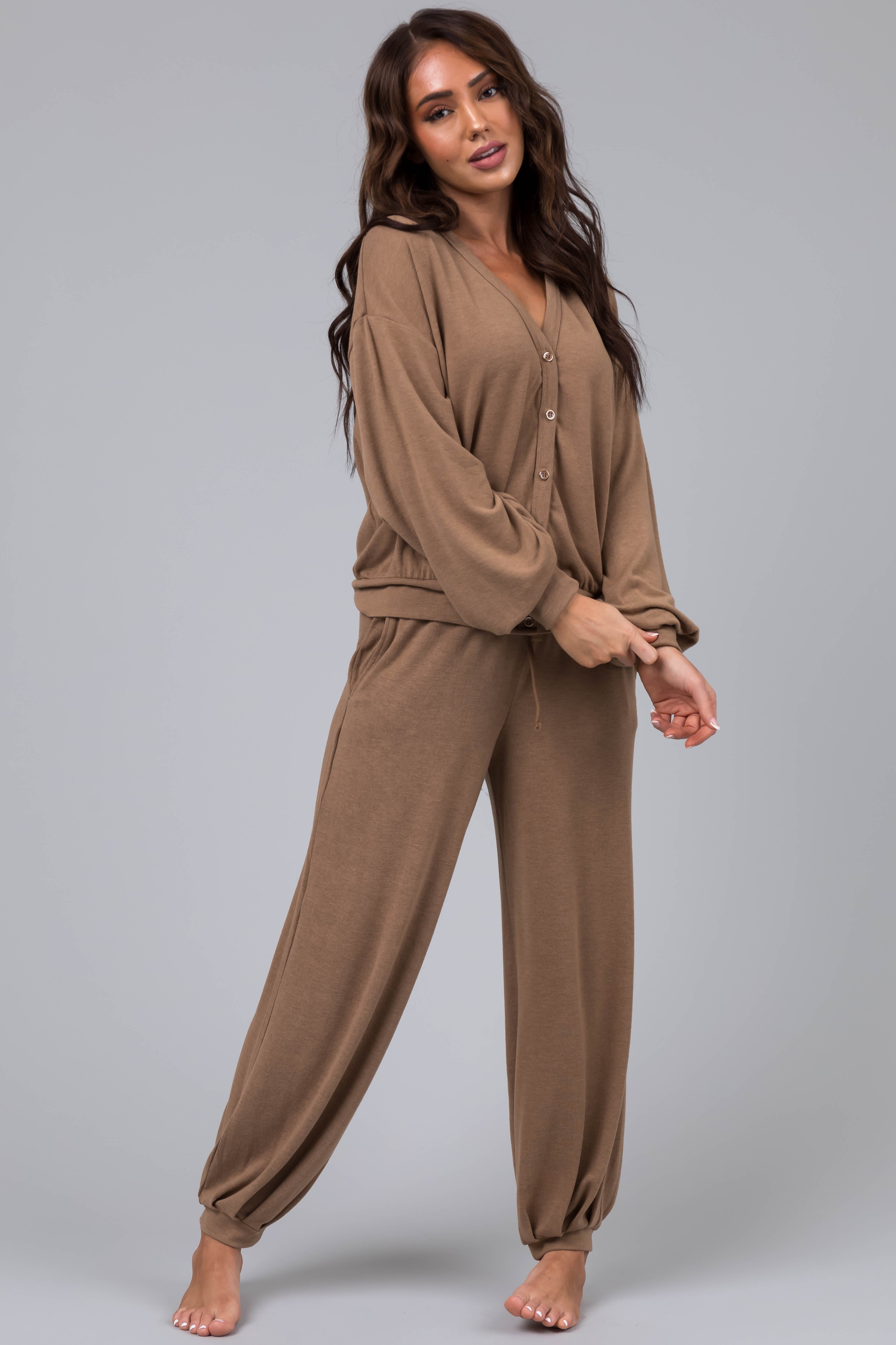 Peanut Soft Drawstring Joggers-Newayad