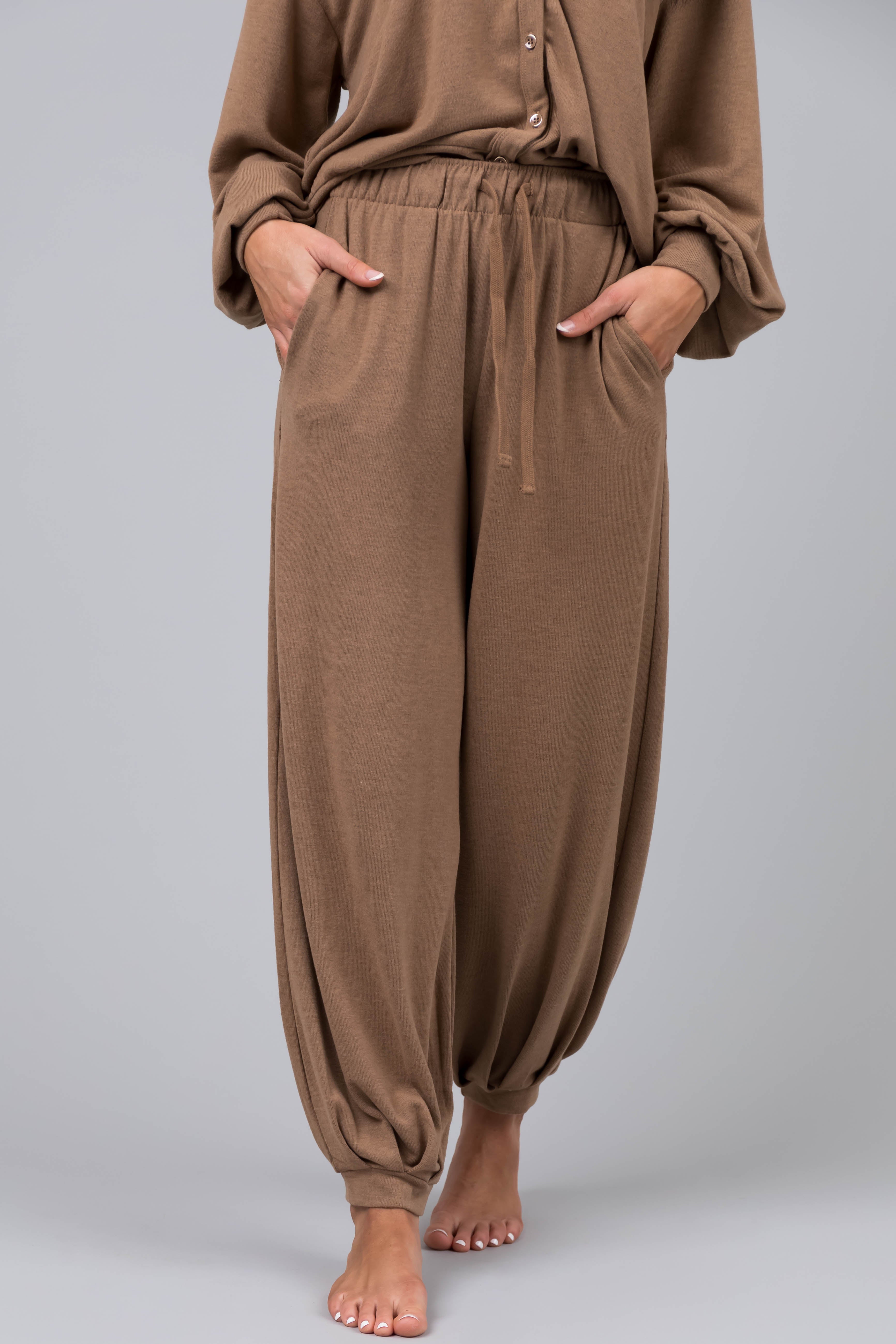 Peanut Soft Drawstring Joggers-Newayad