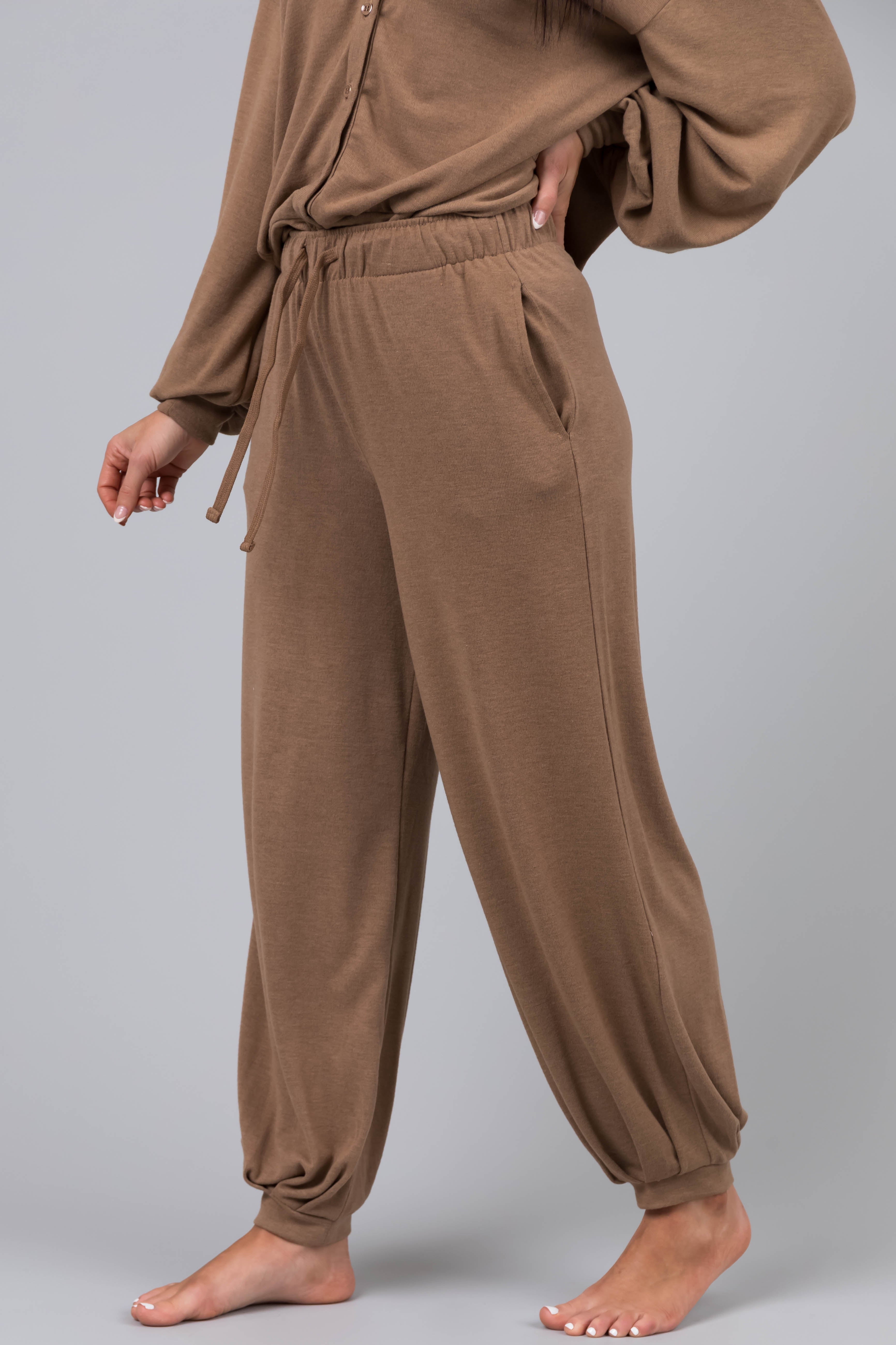 Peanut Soft Drawstring Joggers-Newayad