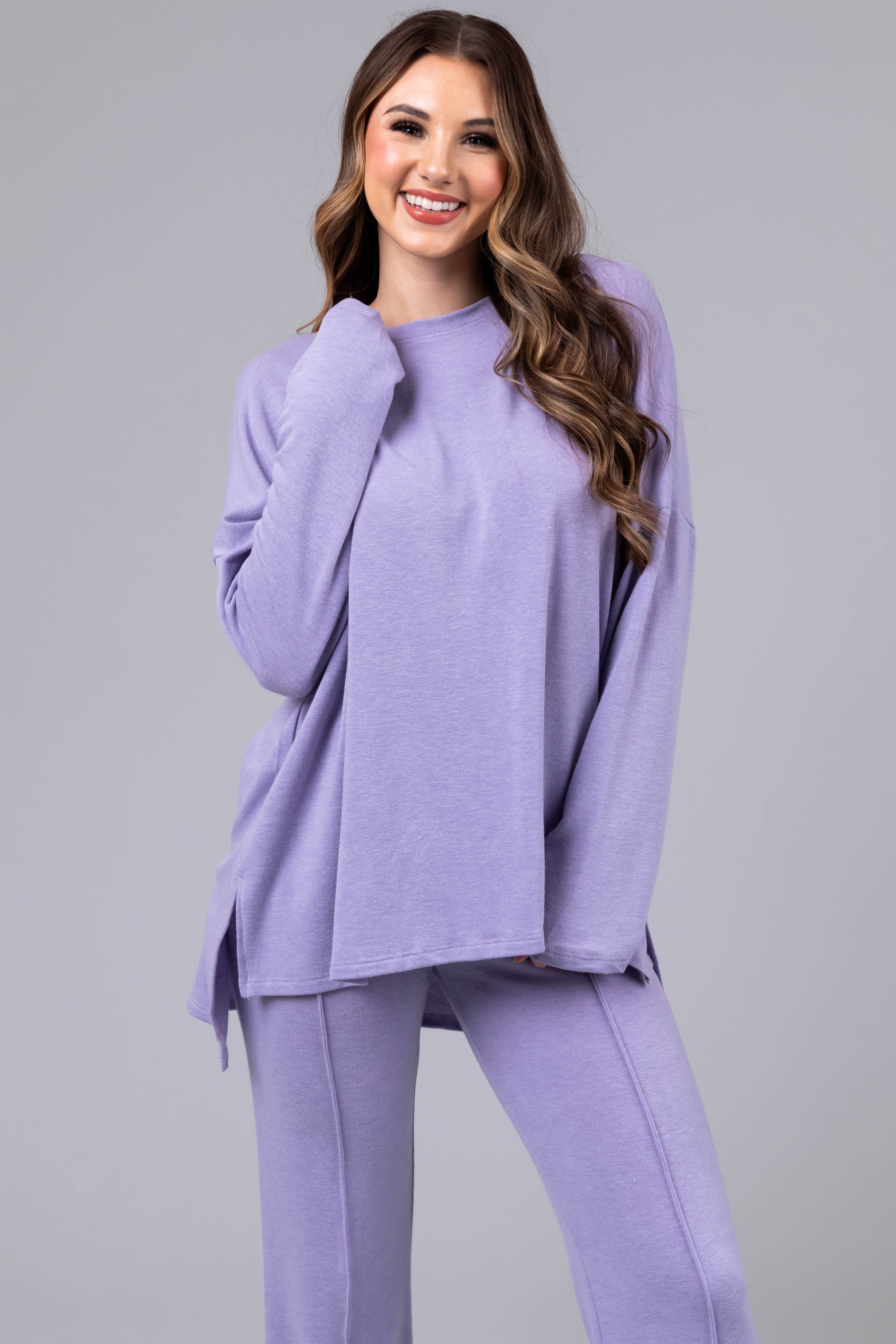 Periwinkle Soft Loungewear Top and Pants Set-Newayad