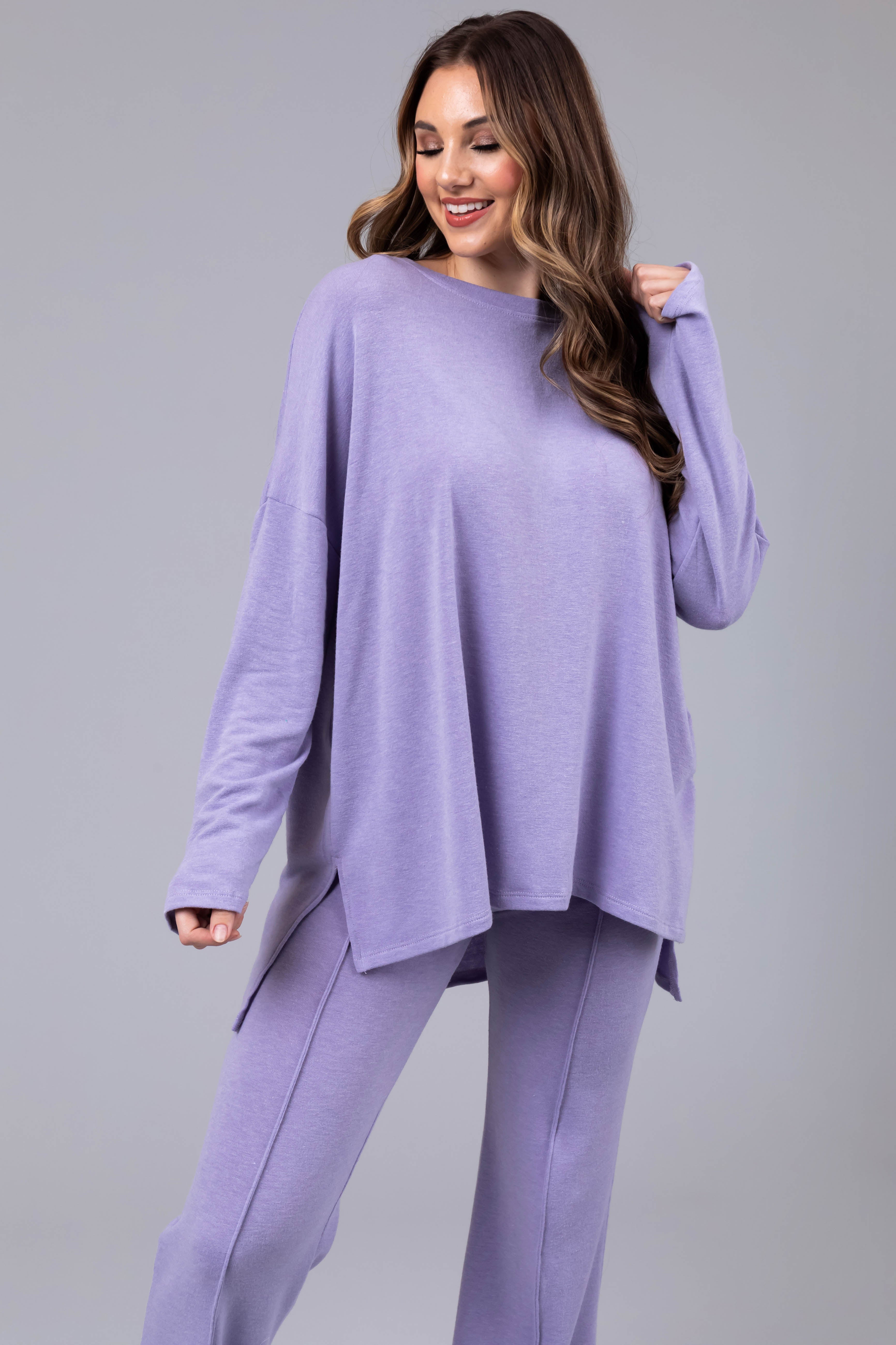 Periwinkle Soft Loungewear Top and Pants Set-Newayad