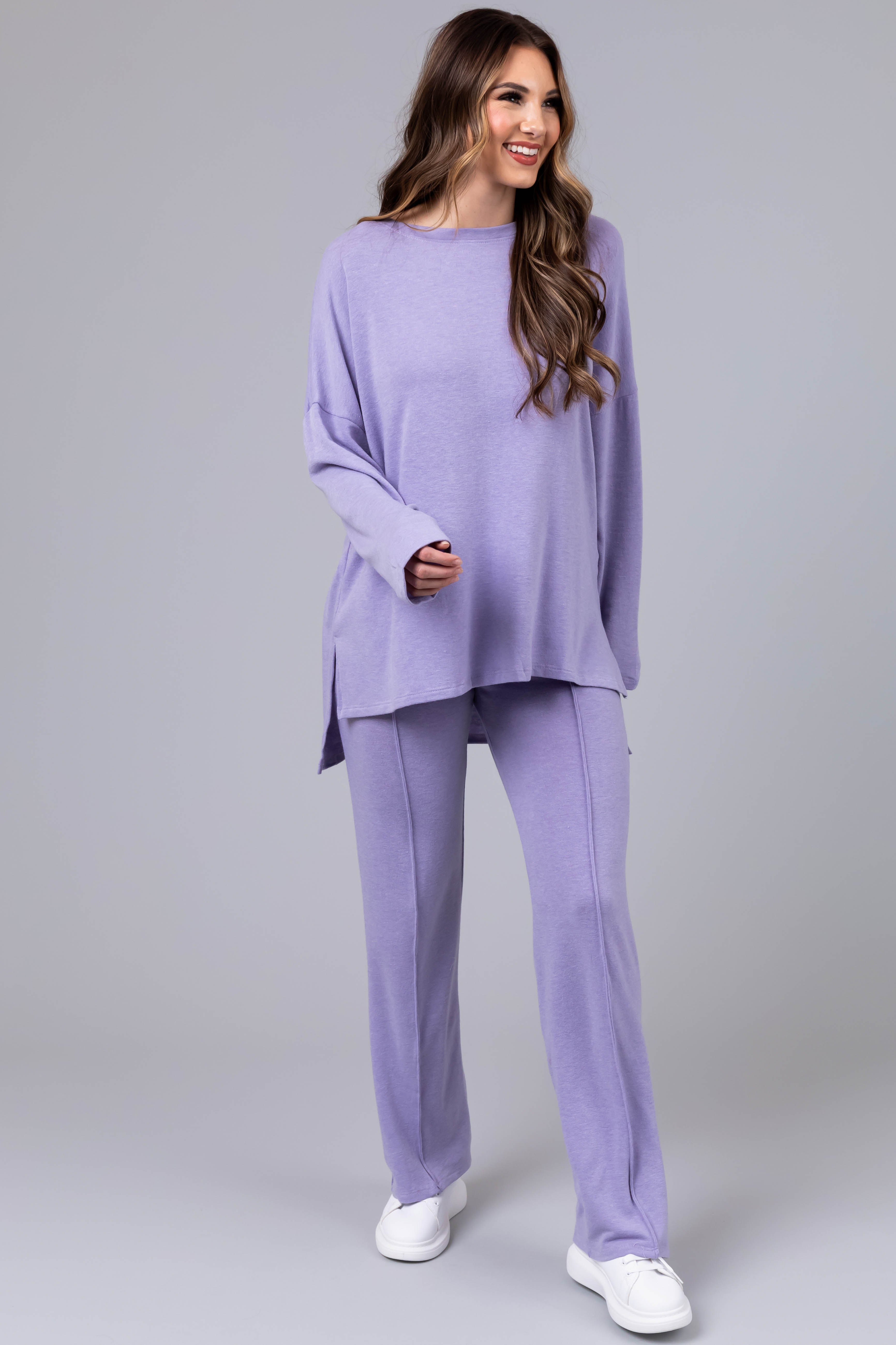 Periwinkle Soft Loungewear Top and Pants Set-Newayad