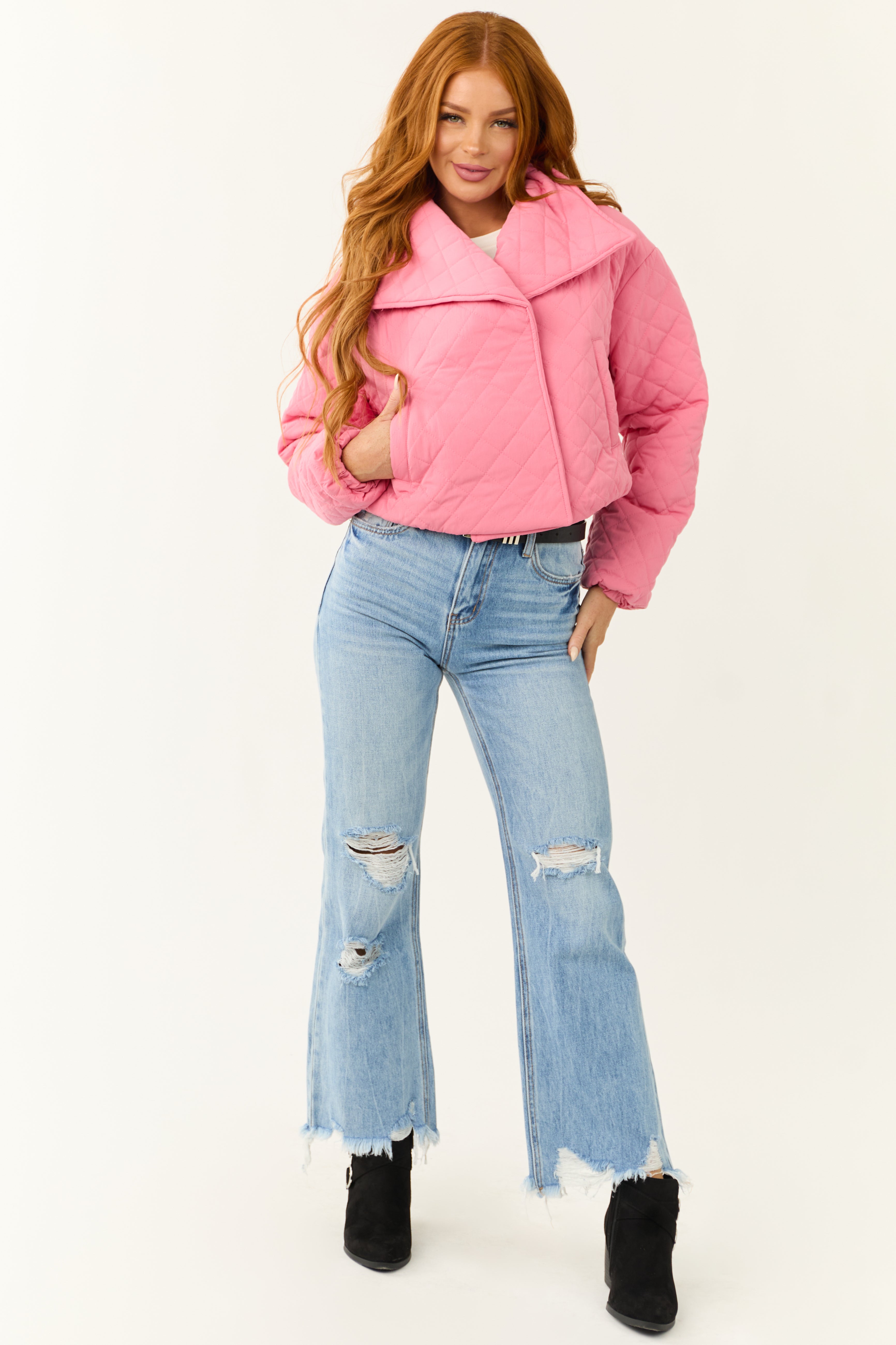 Punch Quilted Cropped Puffer Jacket-Newayad