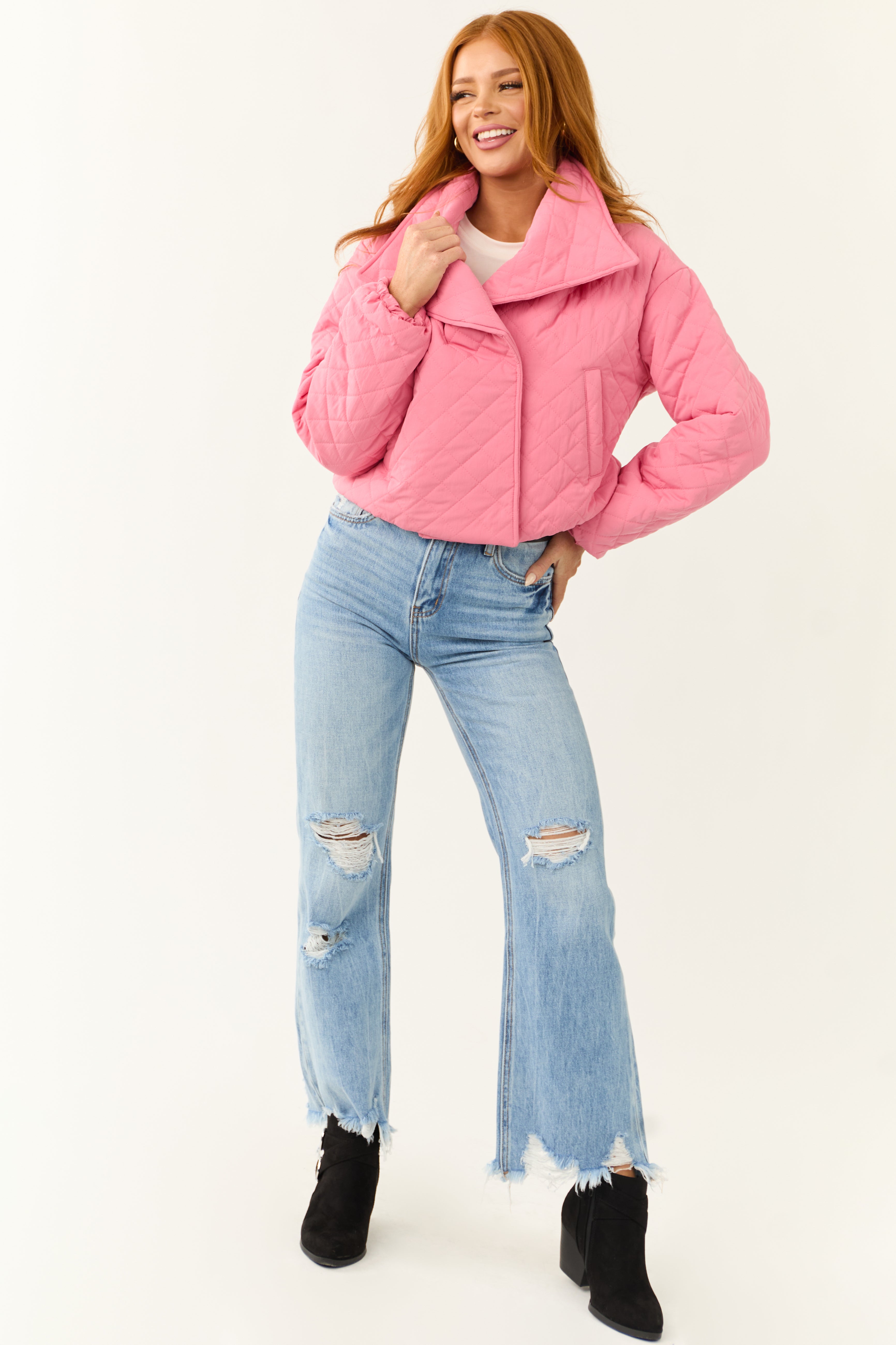 Punch Quilted Cropped Puffer Jacket-Newayad