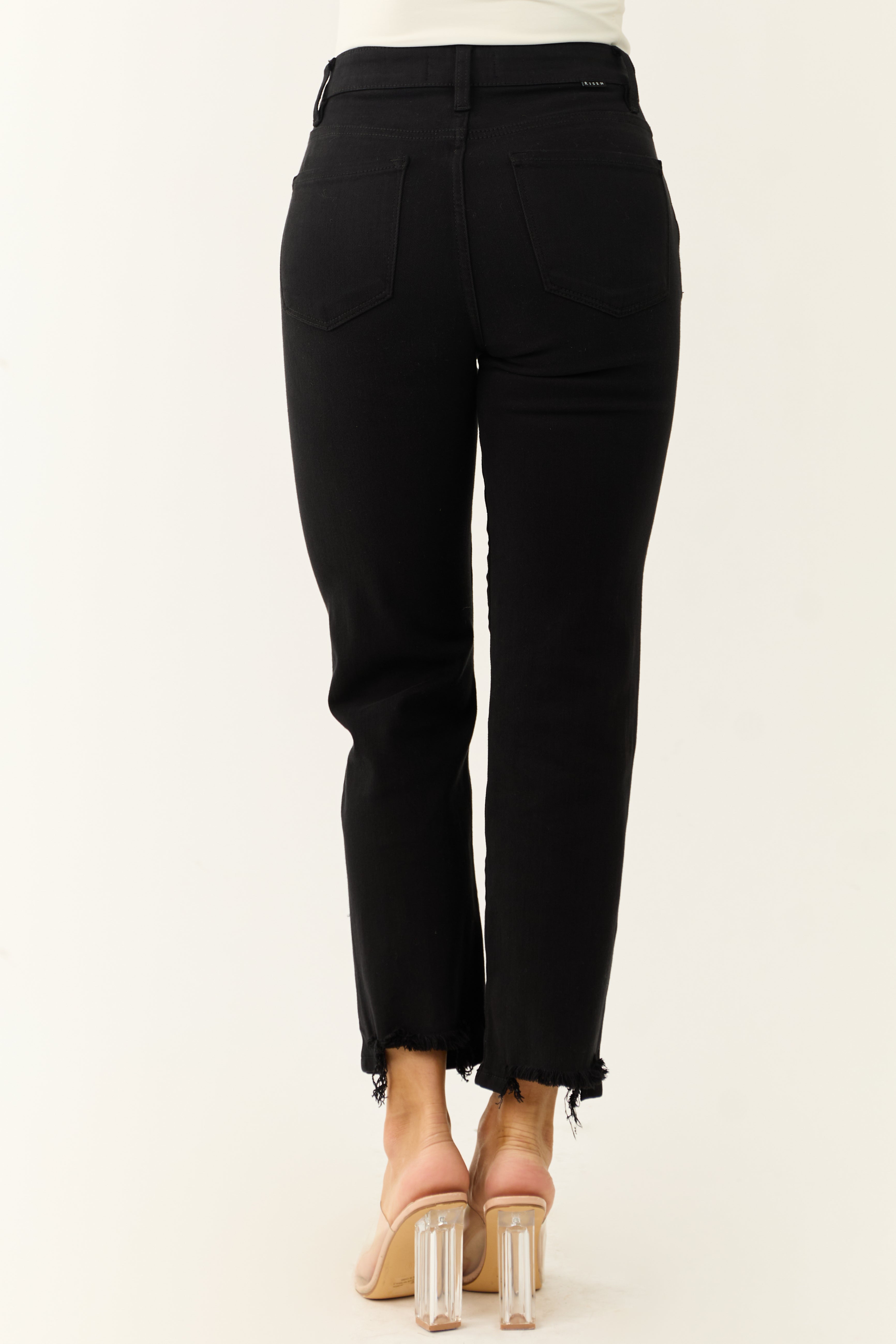 Risen Black Tummy Control Straight Leg Jeans-Newayad