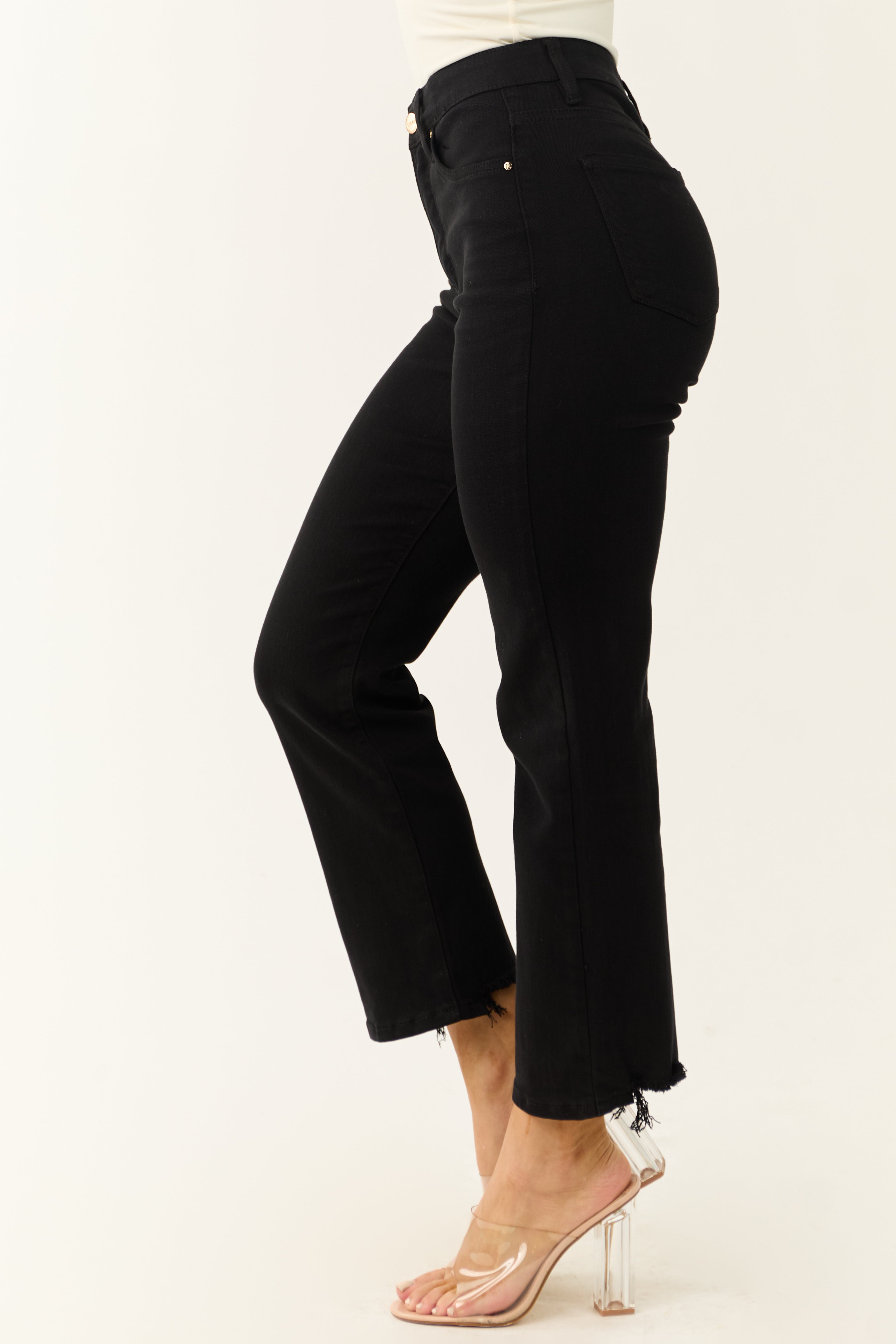 Risen Black Tummy Control Straight Leg Jeans-Newayad