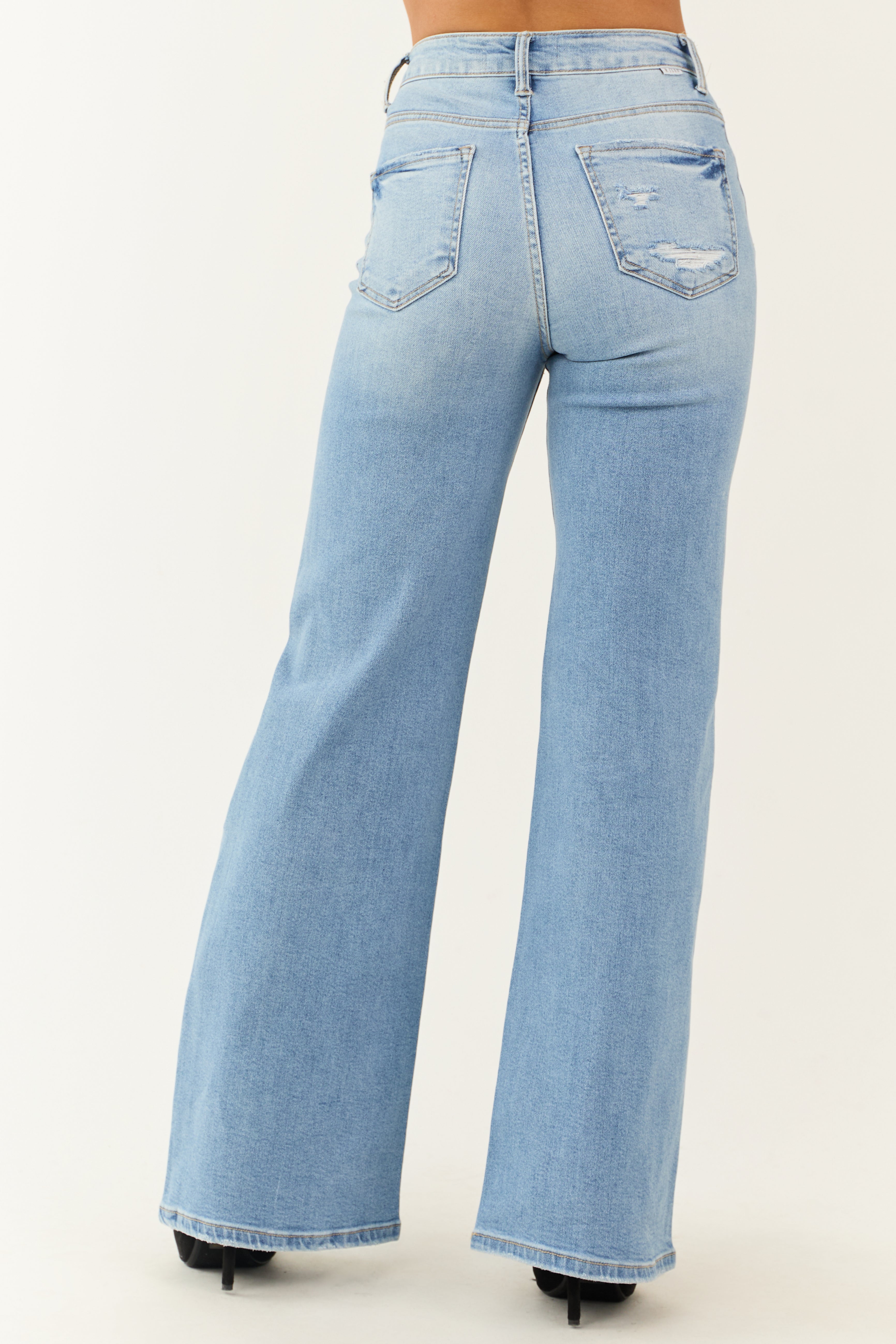 Risen Light Wash Distressed Bootcut Jeans-Newayad