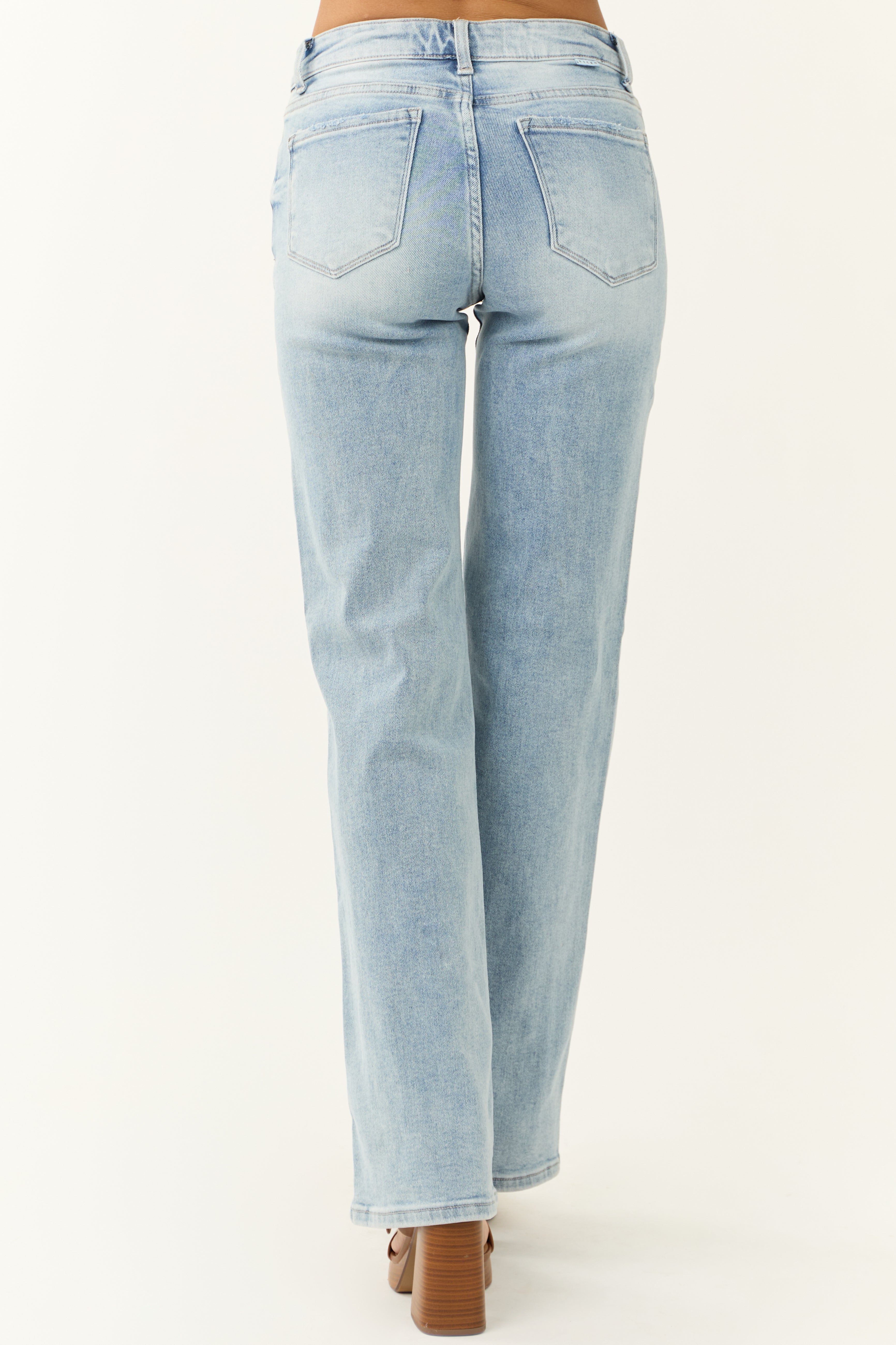 Risen Light Wash Mid Rise Straight Jeans-Newayad