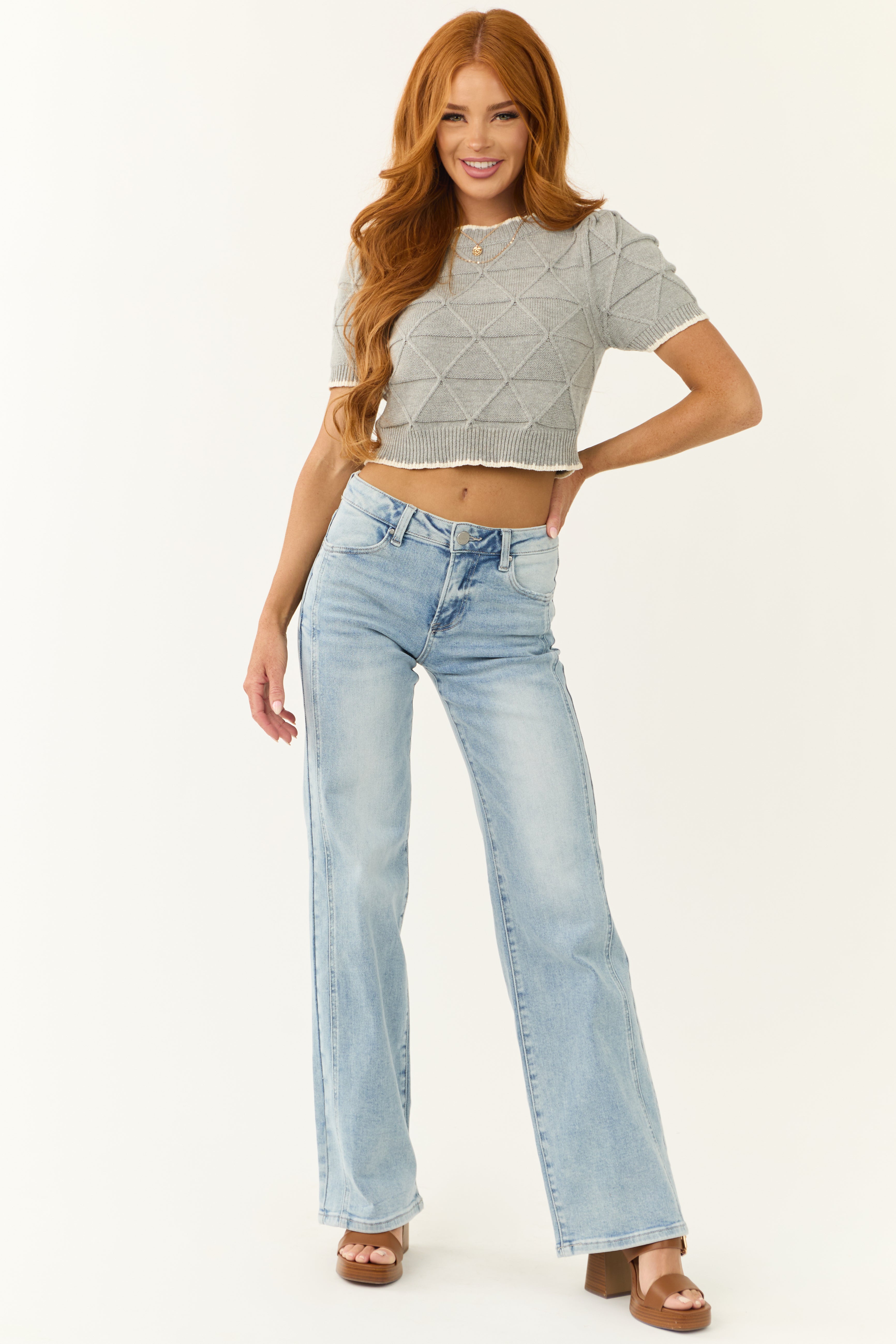 Risen Light Wash Mid Rise Straight Jeans-Newayad