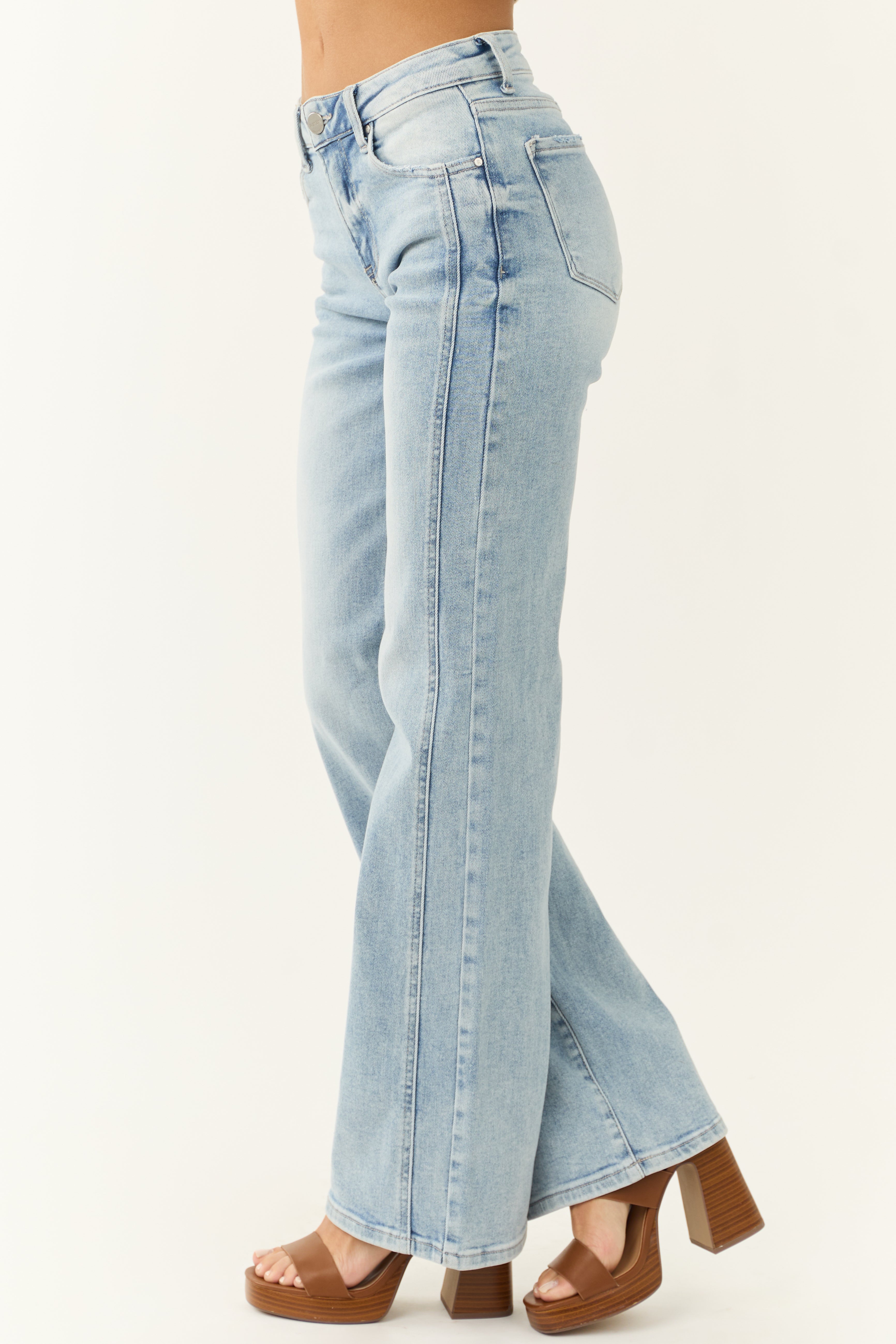 Risen Light Wash Mid Rise Straight Jeans-Newayad