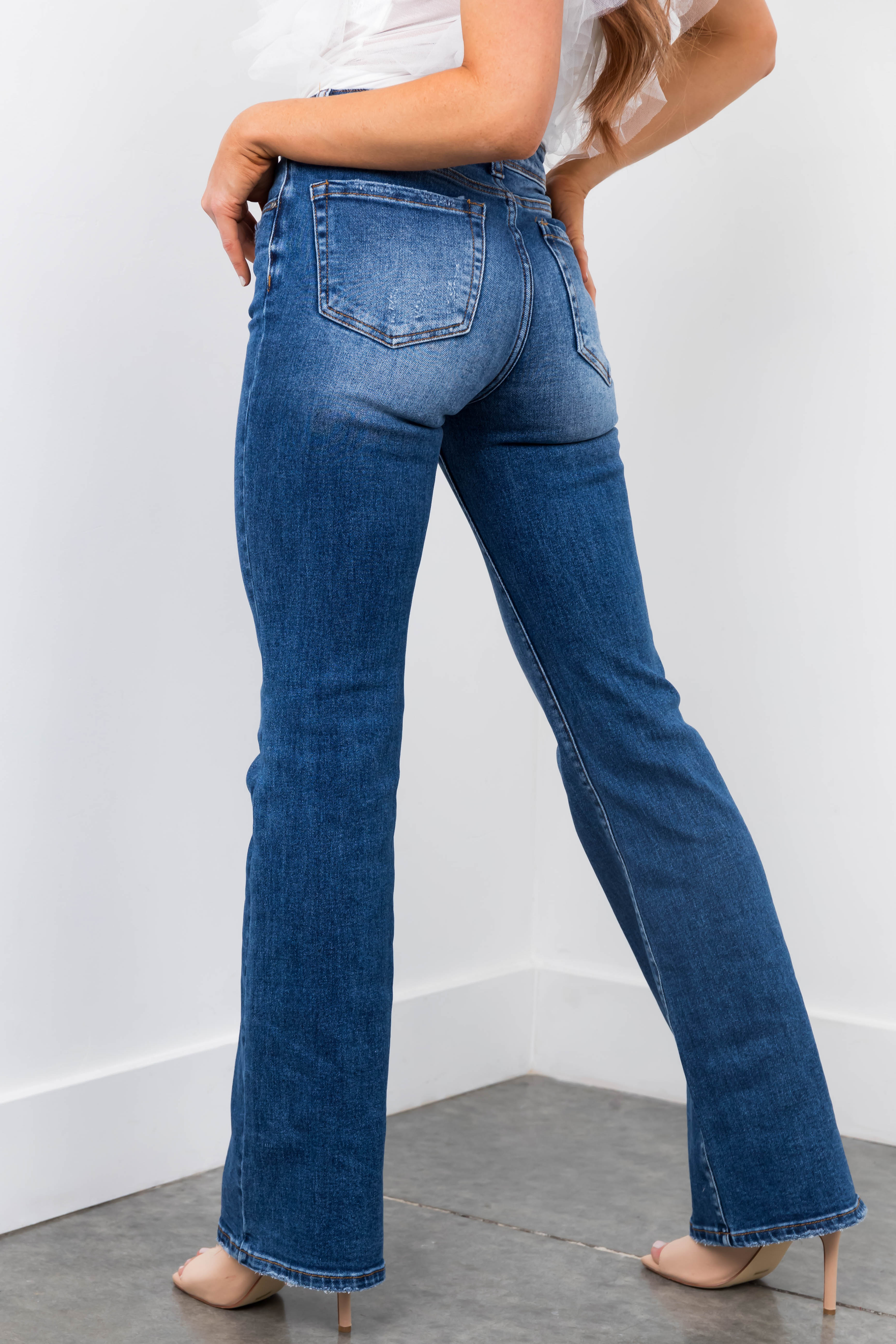 Risen Medium Wash Mid Rise Bootcut Jeans-Newayad