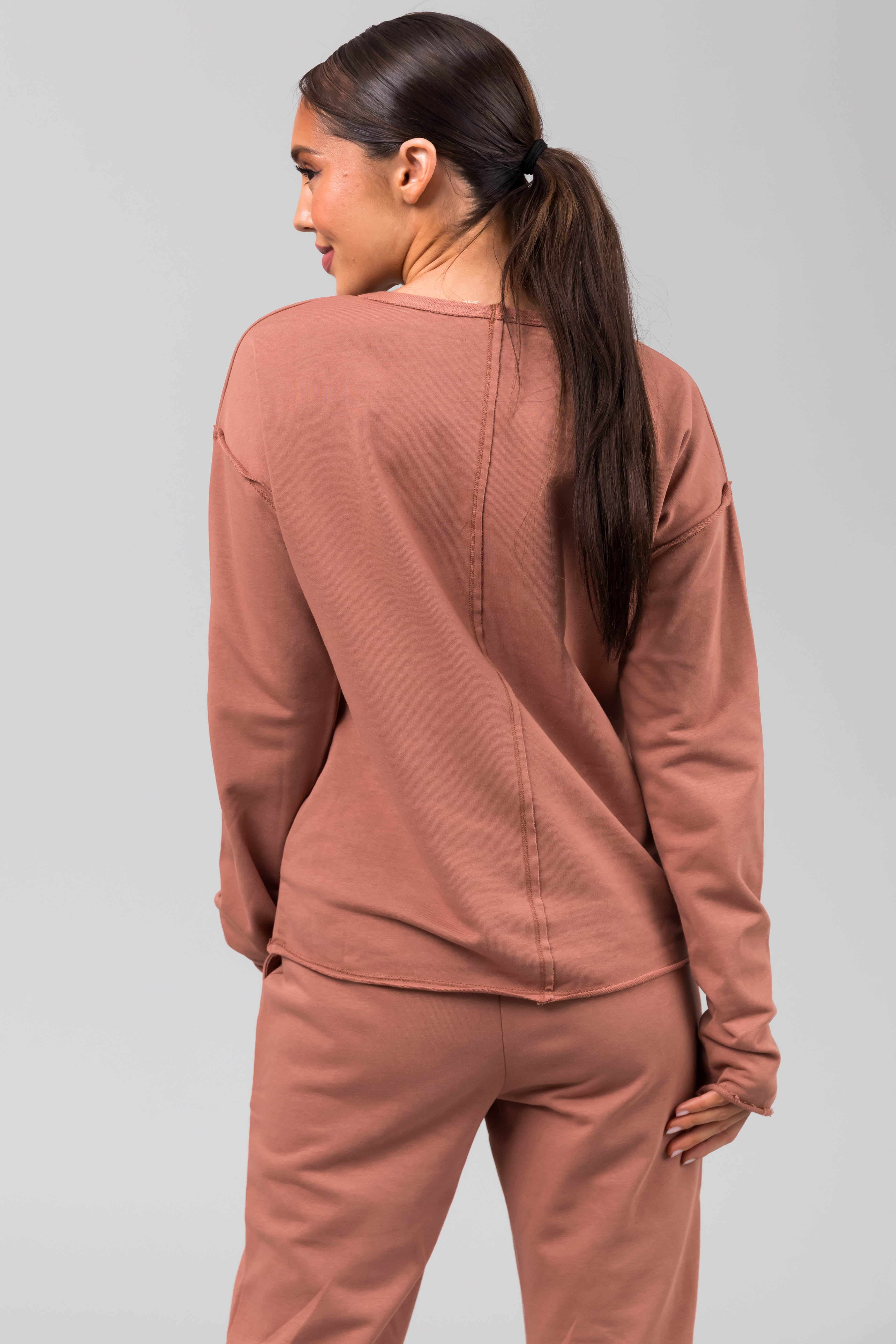 Rose Taupe Star Pattern Jogger and Top Set-Newayad