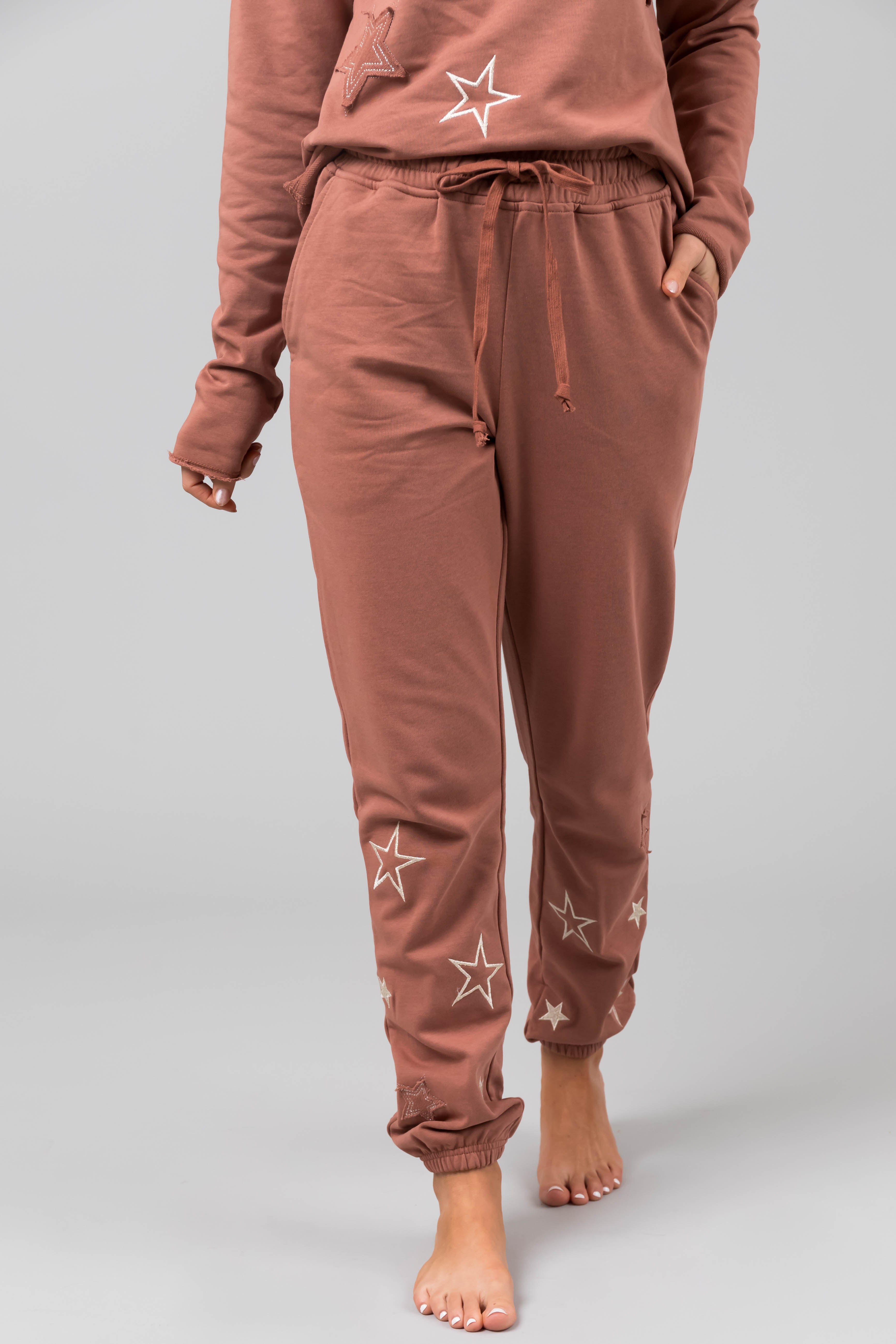 Rose Taupe Star Pattern Jogger and Top Set-Newayad