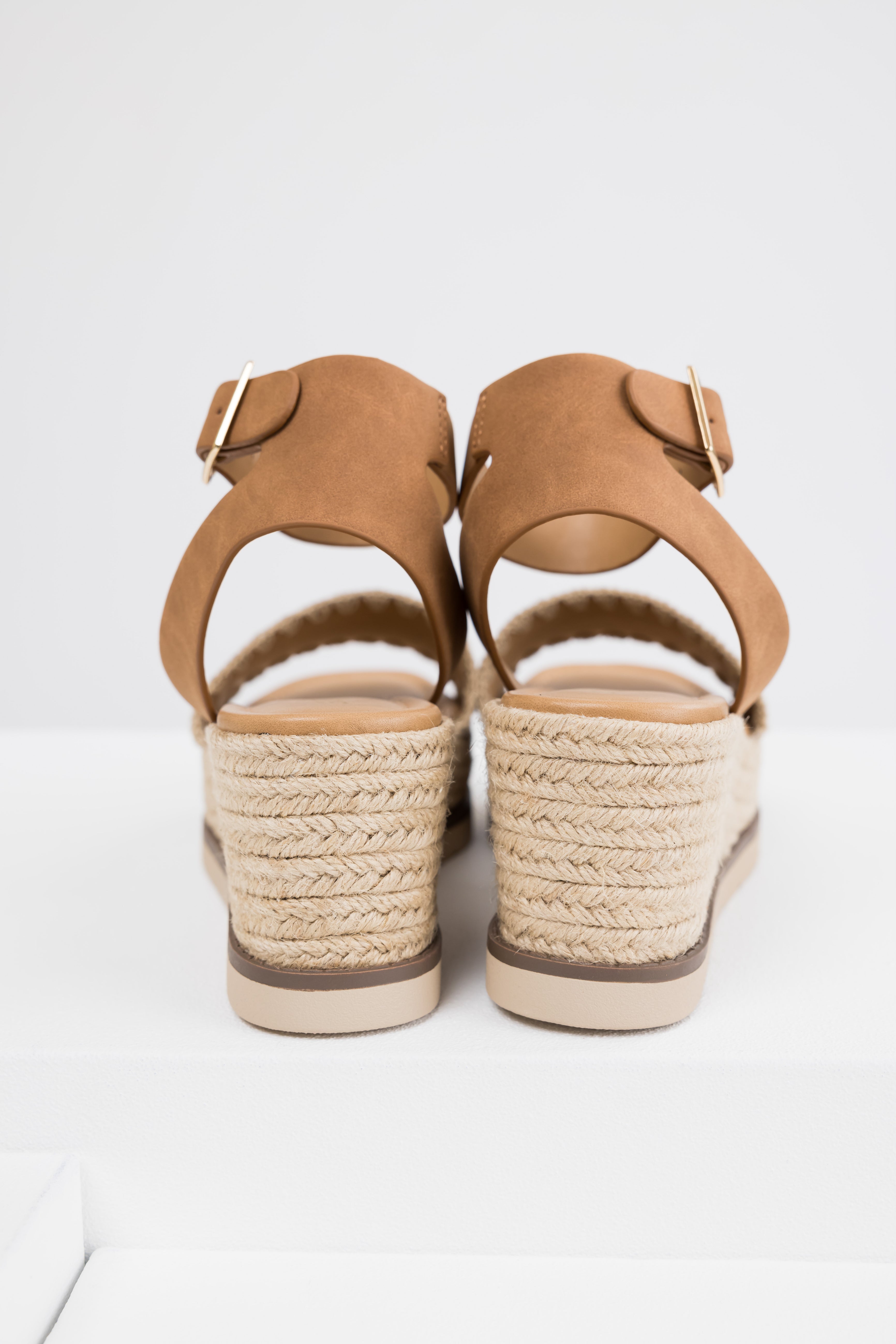 Sepia Stitched Trim Espadrille Platform Sandals-Newayad