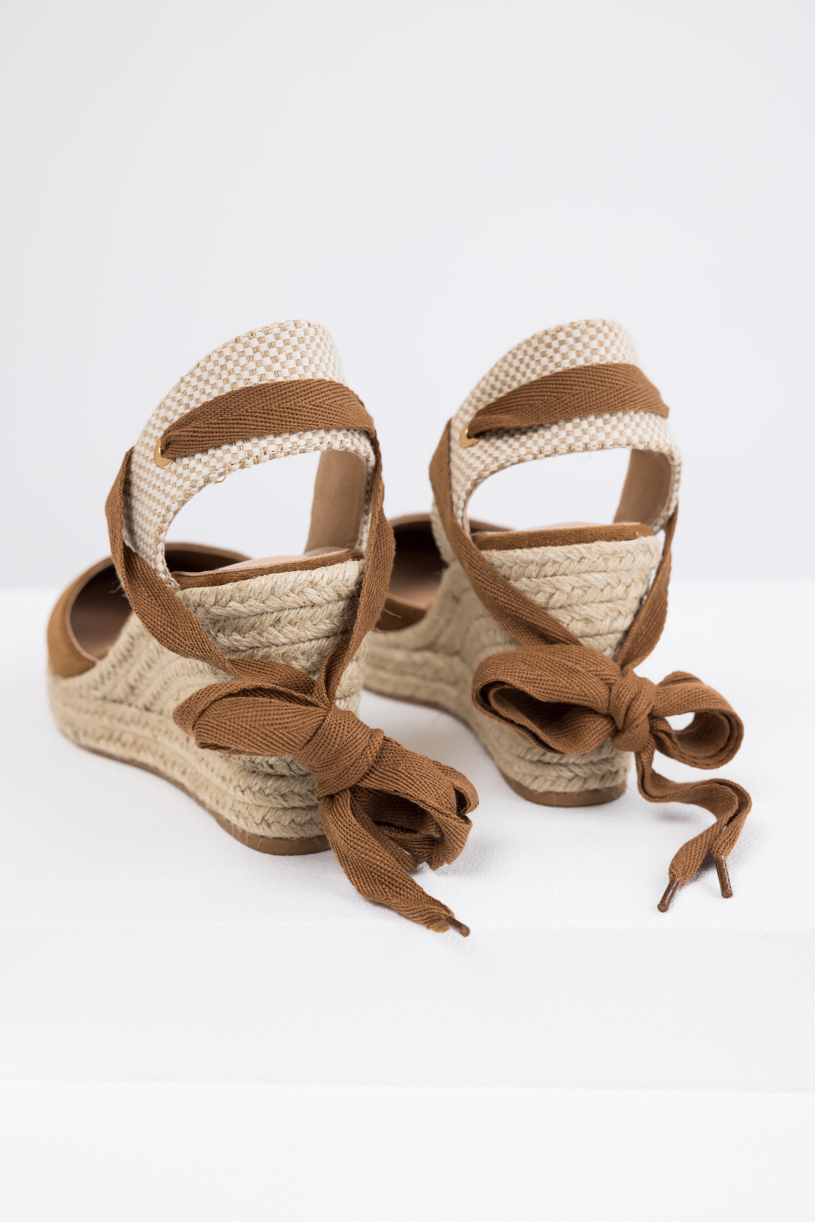Sepia Suede Closed Toe Espadrille Wedges-Newayad