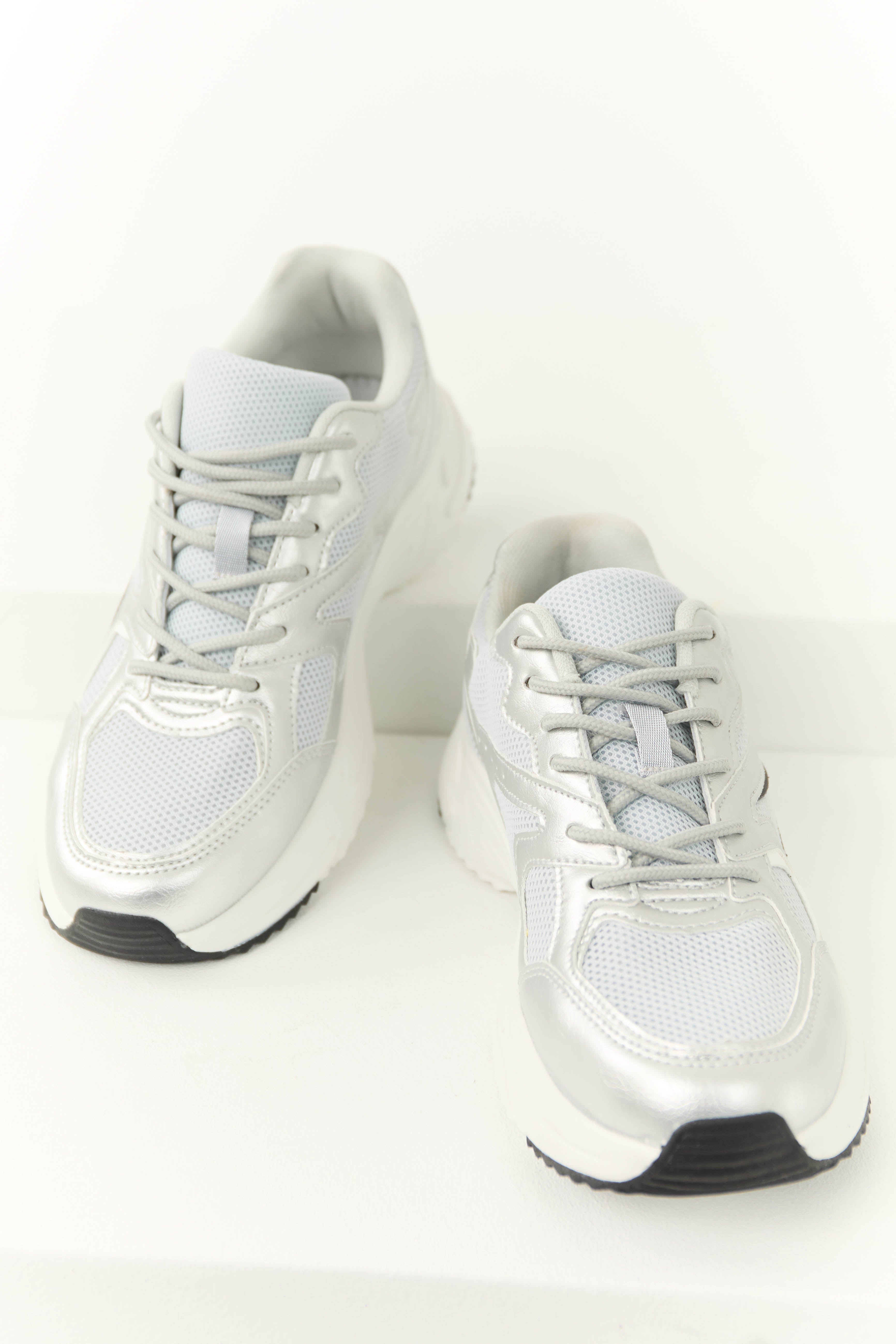 Silver Slip On Elastic Laces Sneakers-Newayad