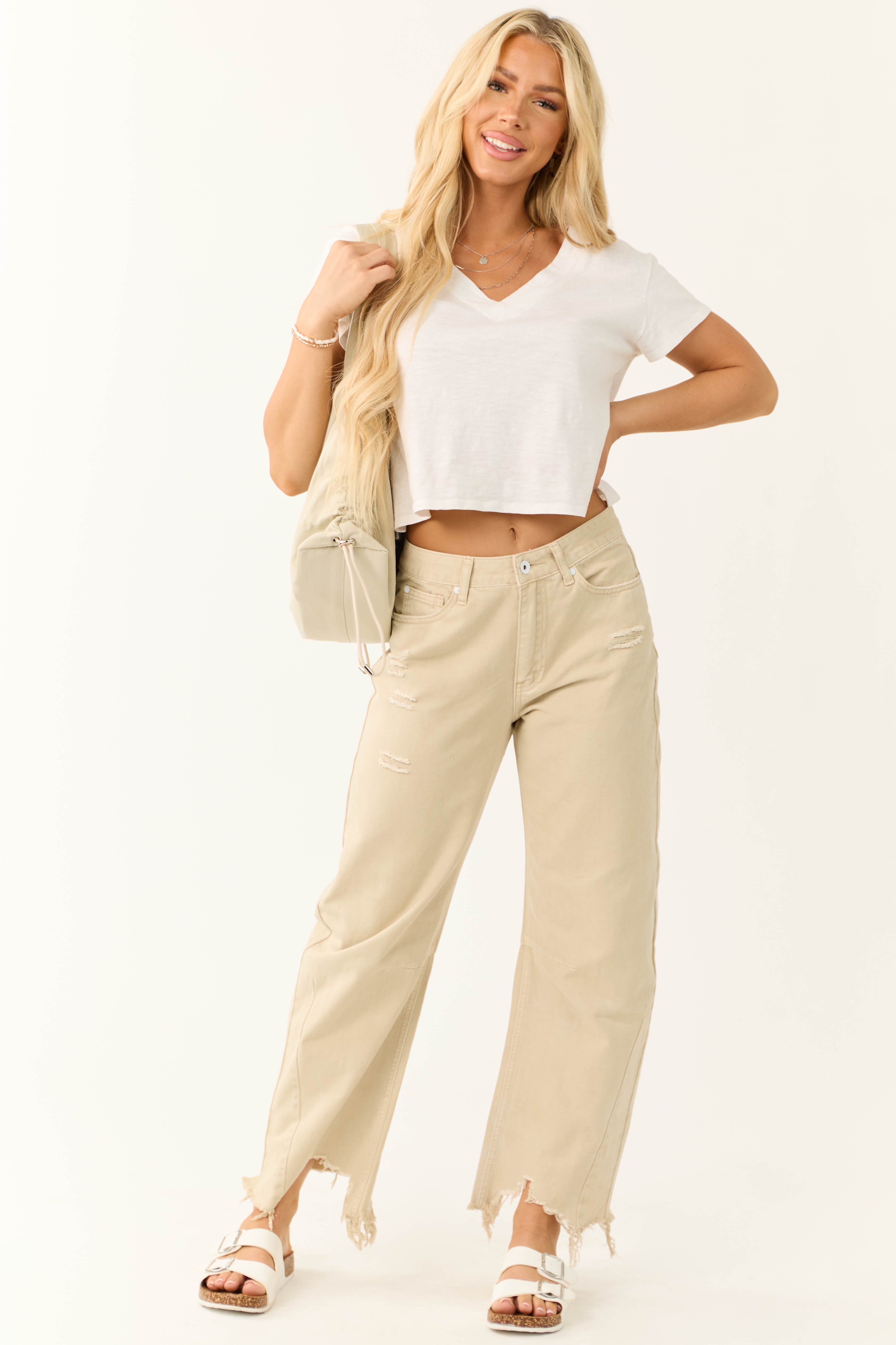 Special A Beige High Rise Barrel Jeans-Newayad