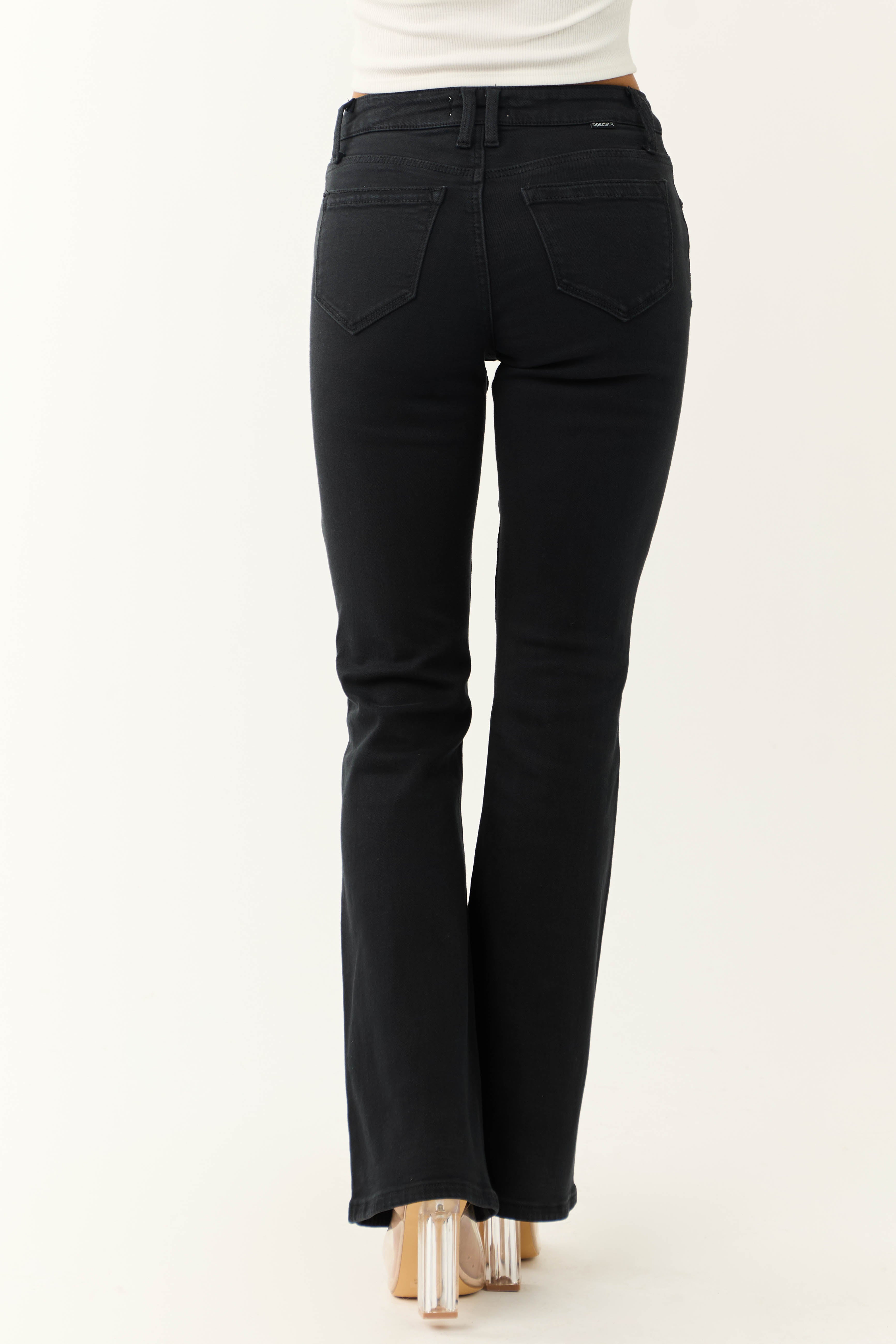 Special A Black Flare Leg High Rise Jeans-Newayad