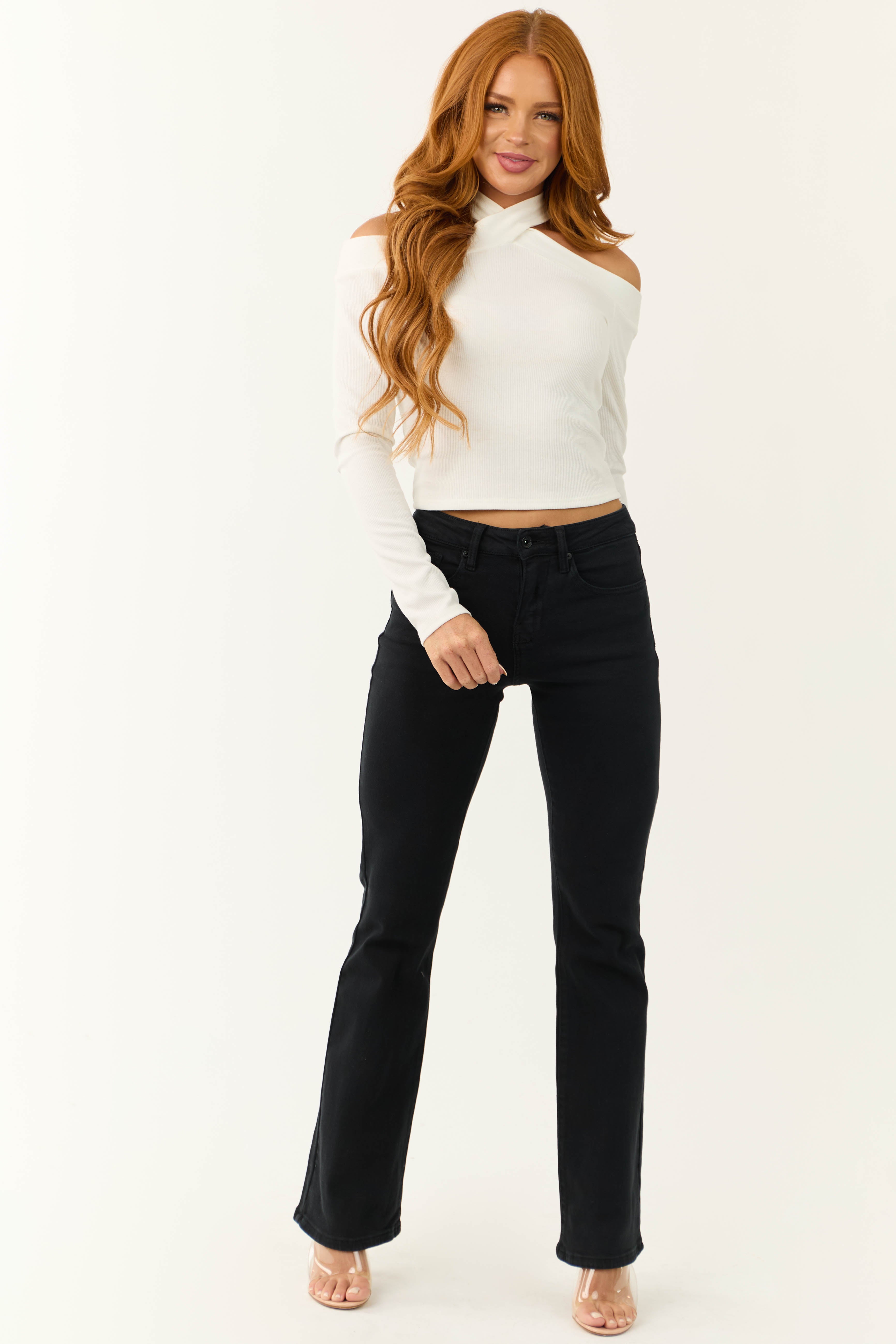 Special A Black Flare Leg High Rise Jeans-Newayad