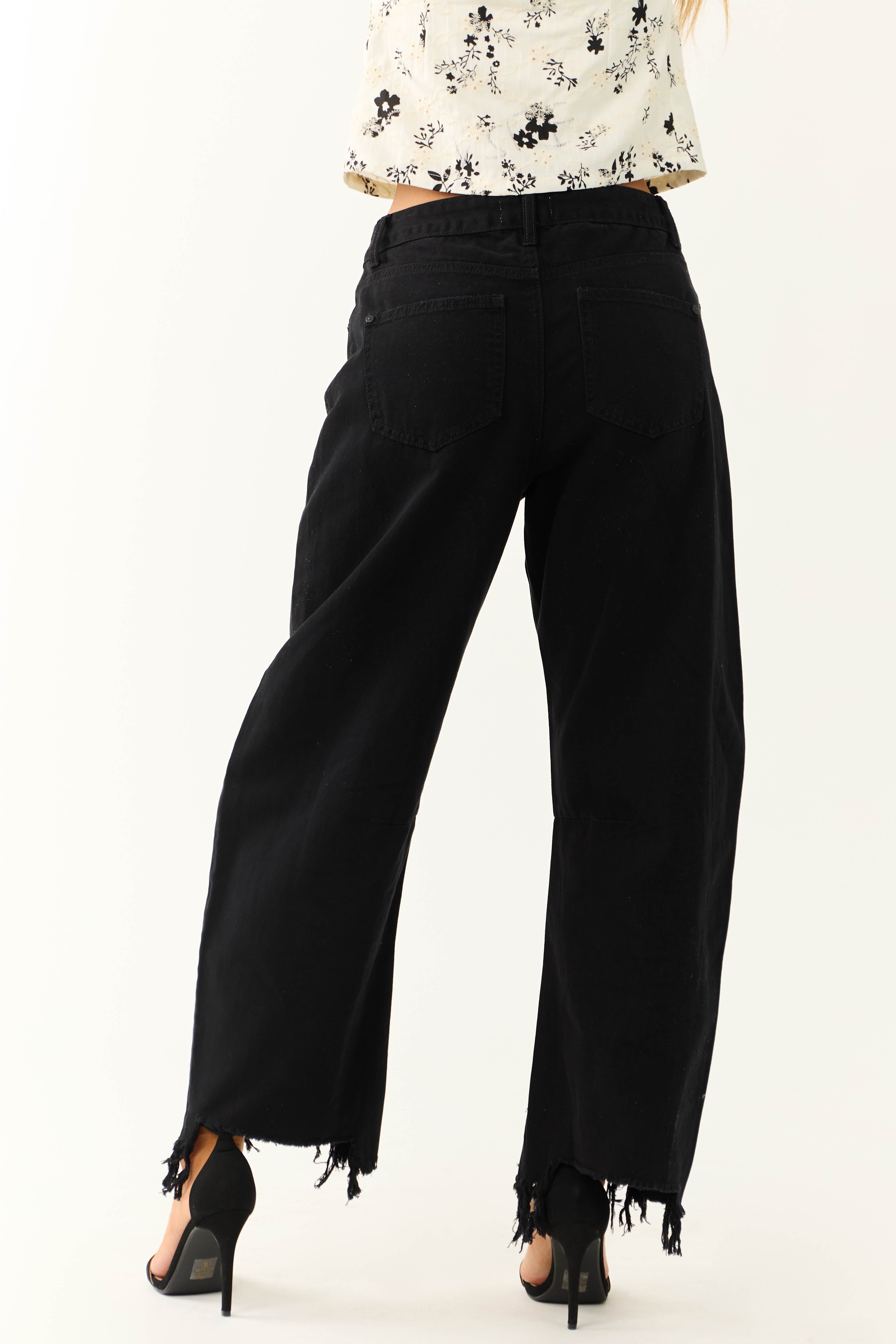 Special A Black High Rise Barrel Jeans-Newayad