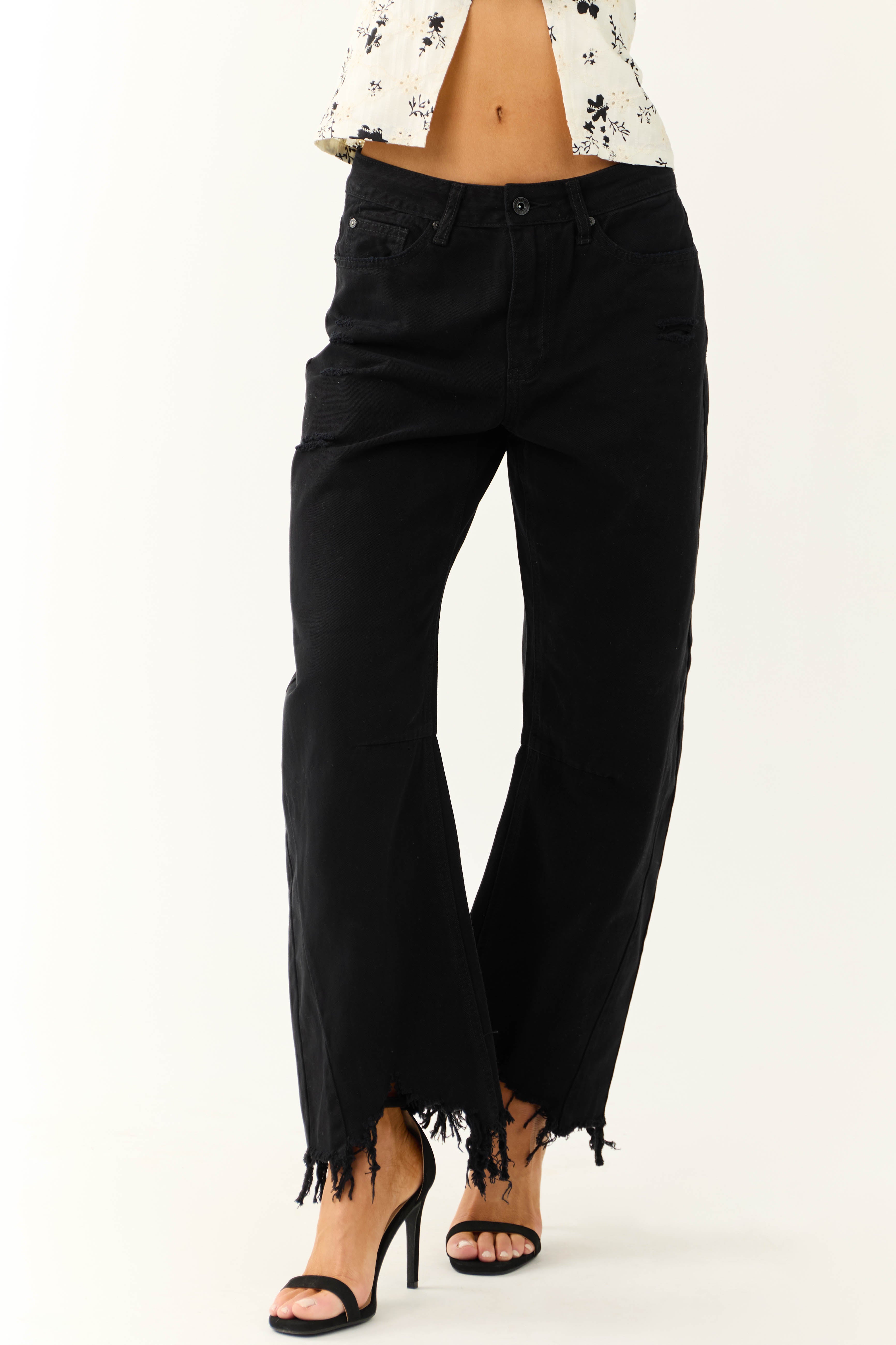 Special A Black High Rise Barrel Jeans-Newayad