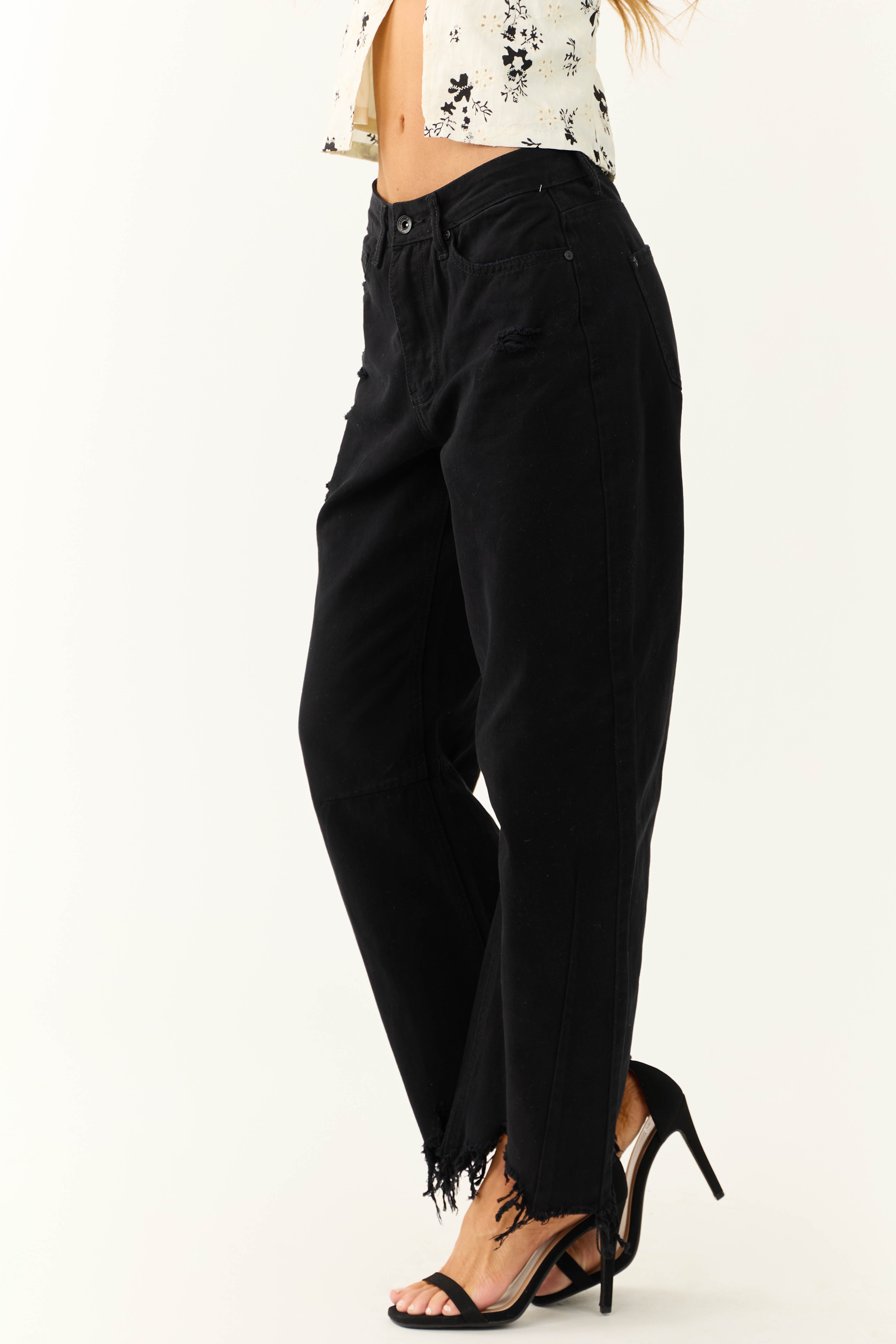 Special A Black High Rise Barrel Jeans-Newayad