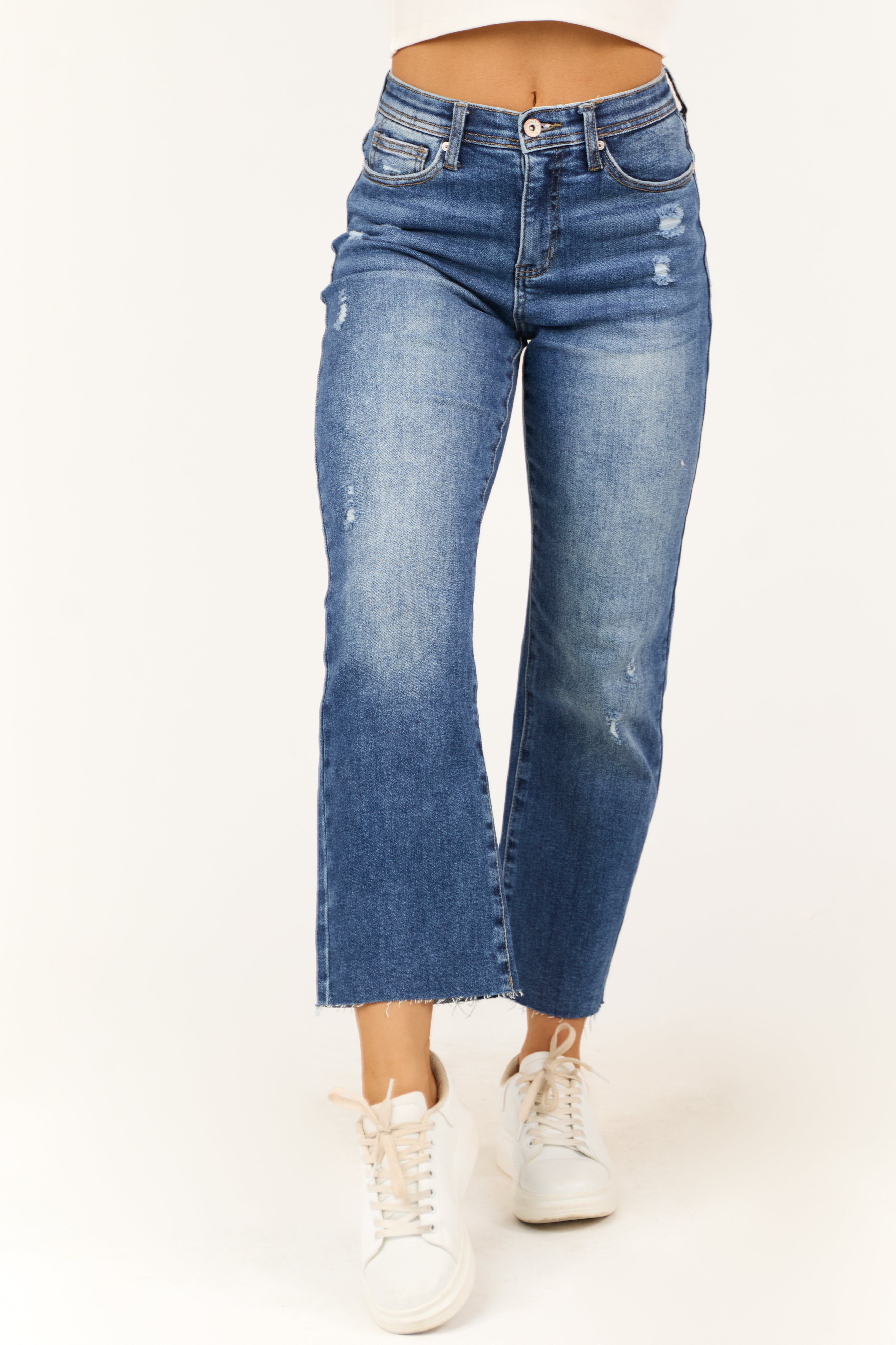 Special A Dark Wash Tummy Control Straight Jeans-Newayad