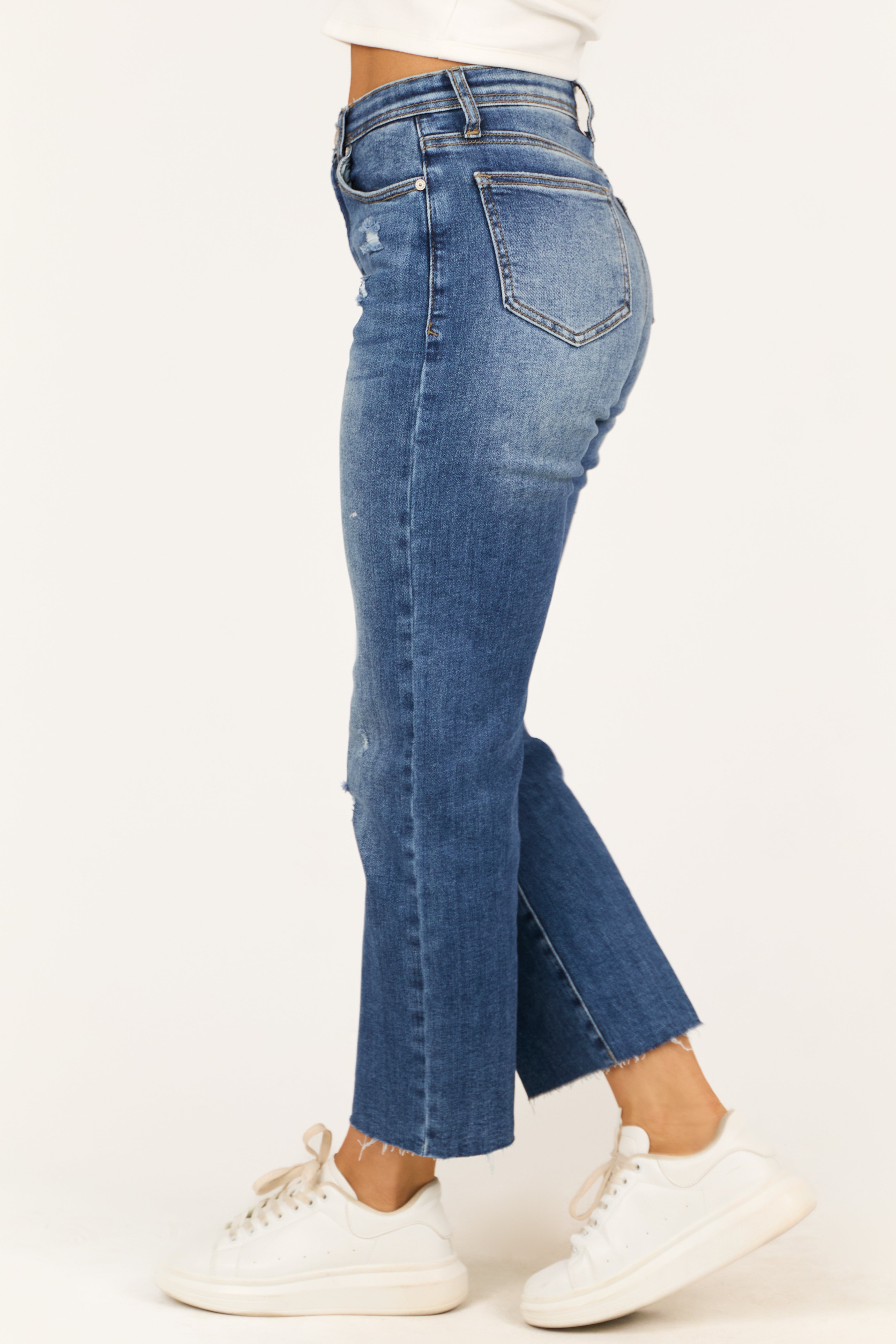 Special A Dark Wash Tummy Control Straight Jeans-Newayad