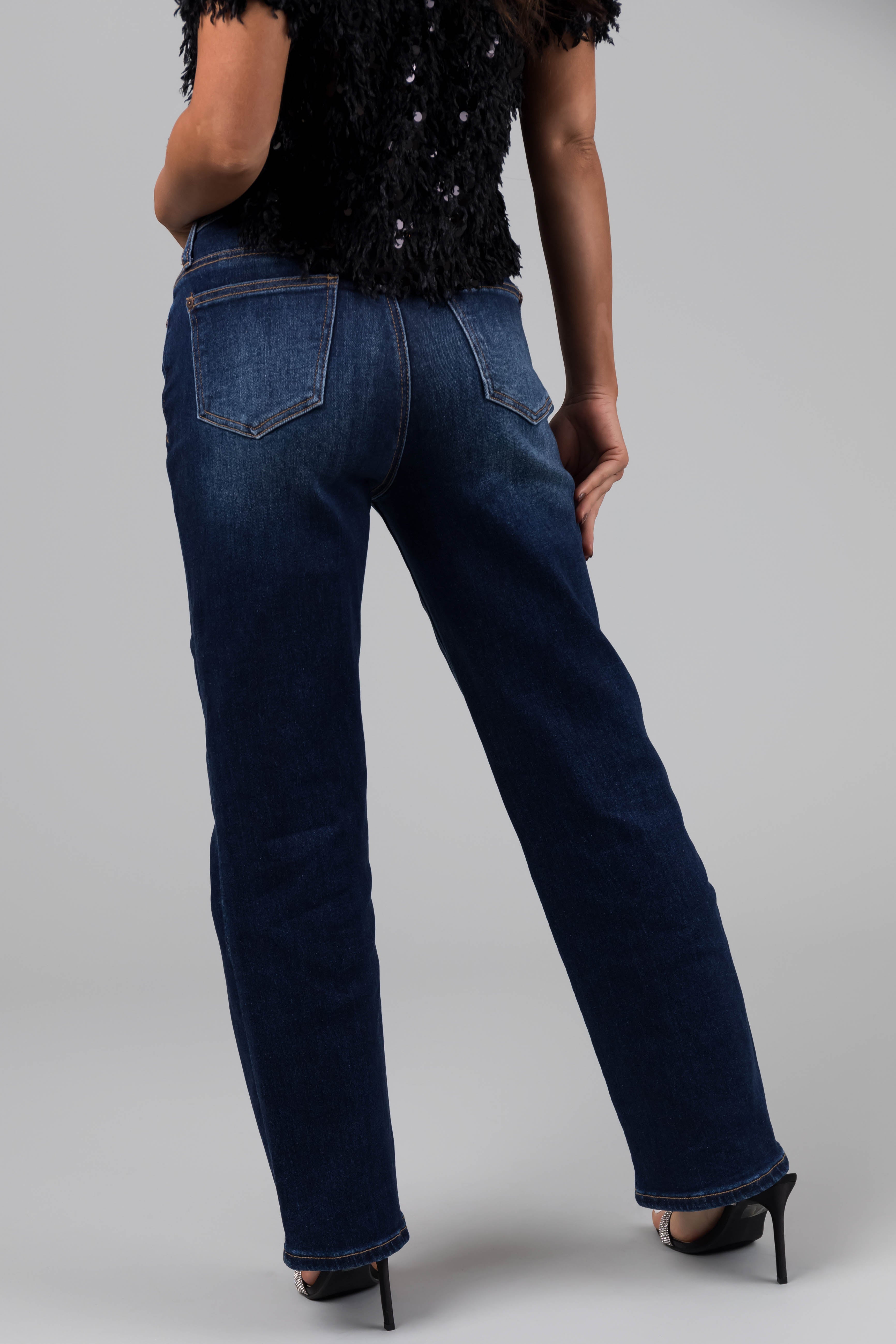 Special A High Rise Dark Wash Dad Jeans-Newayad