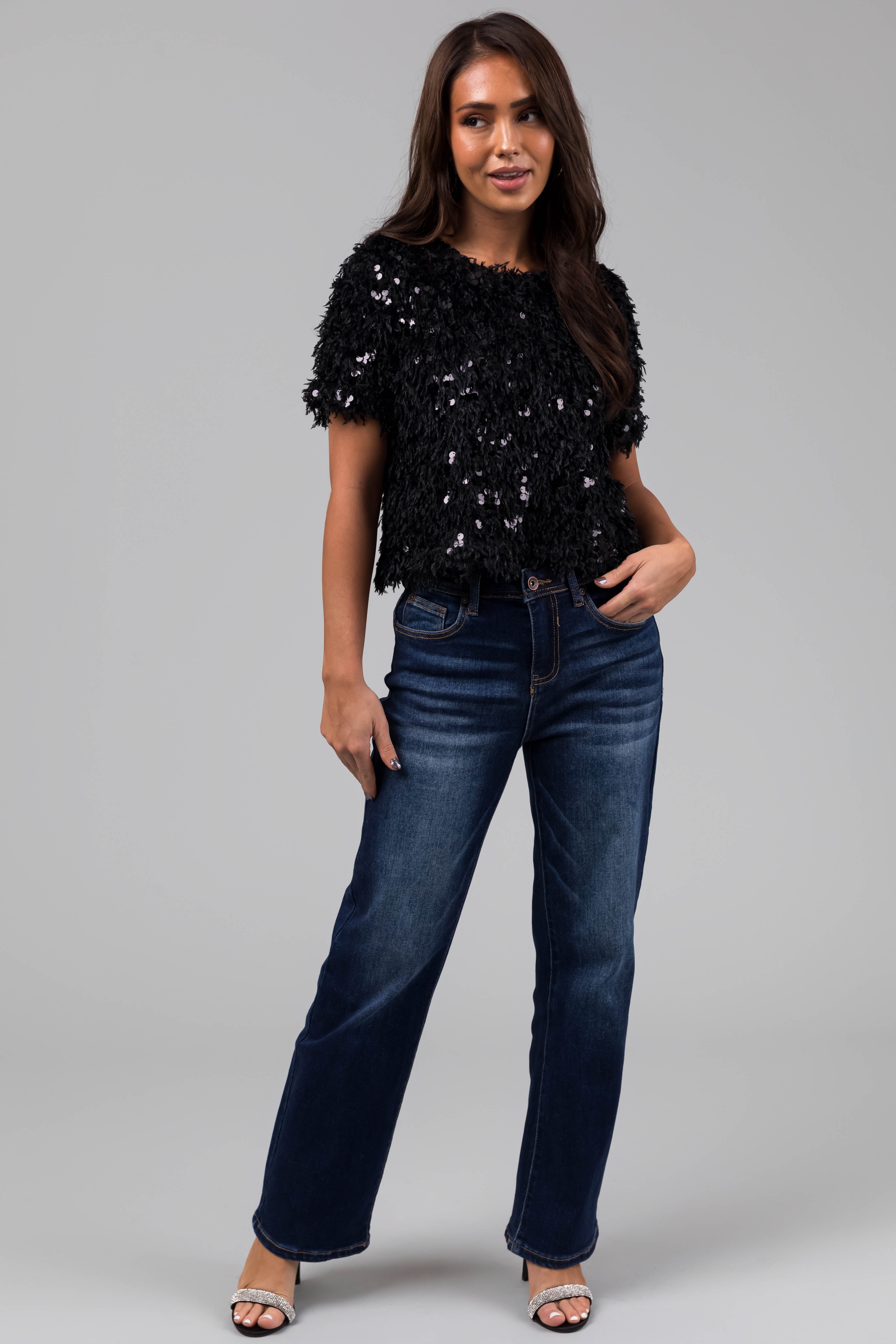 Special A High Rise Dark Wash Dad Jeans-Newayad