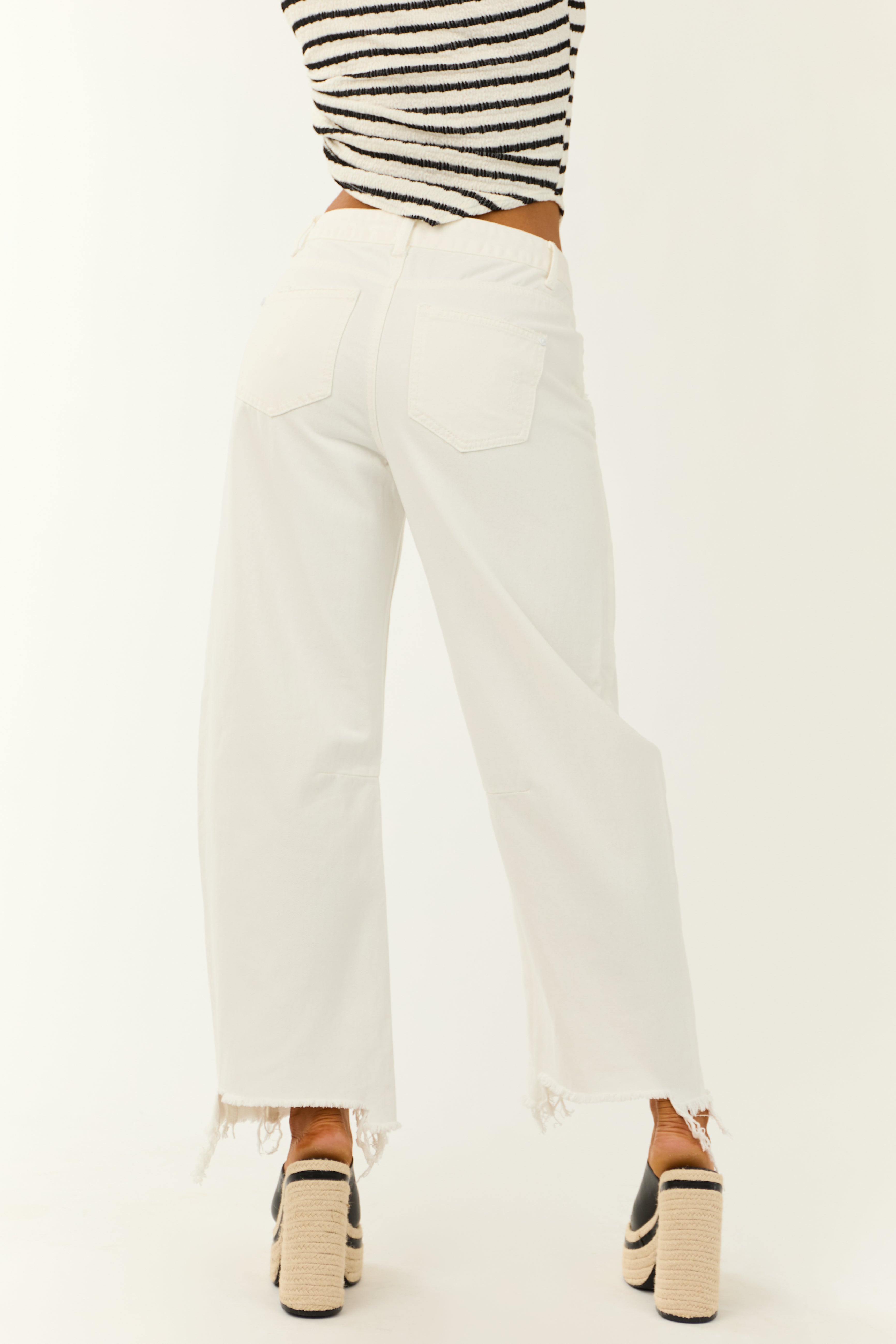 Special A Ivory High Rise Barrel Jeans-Newayad