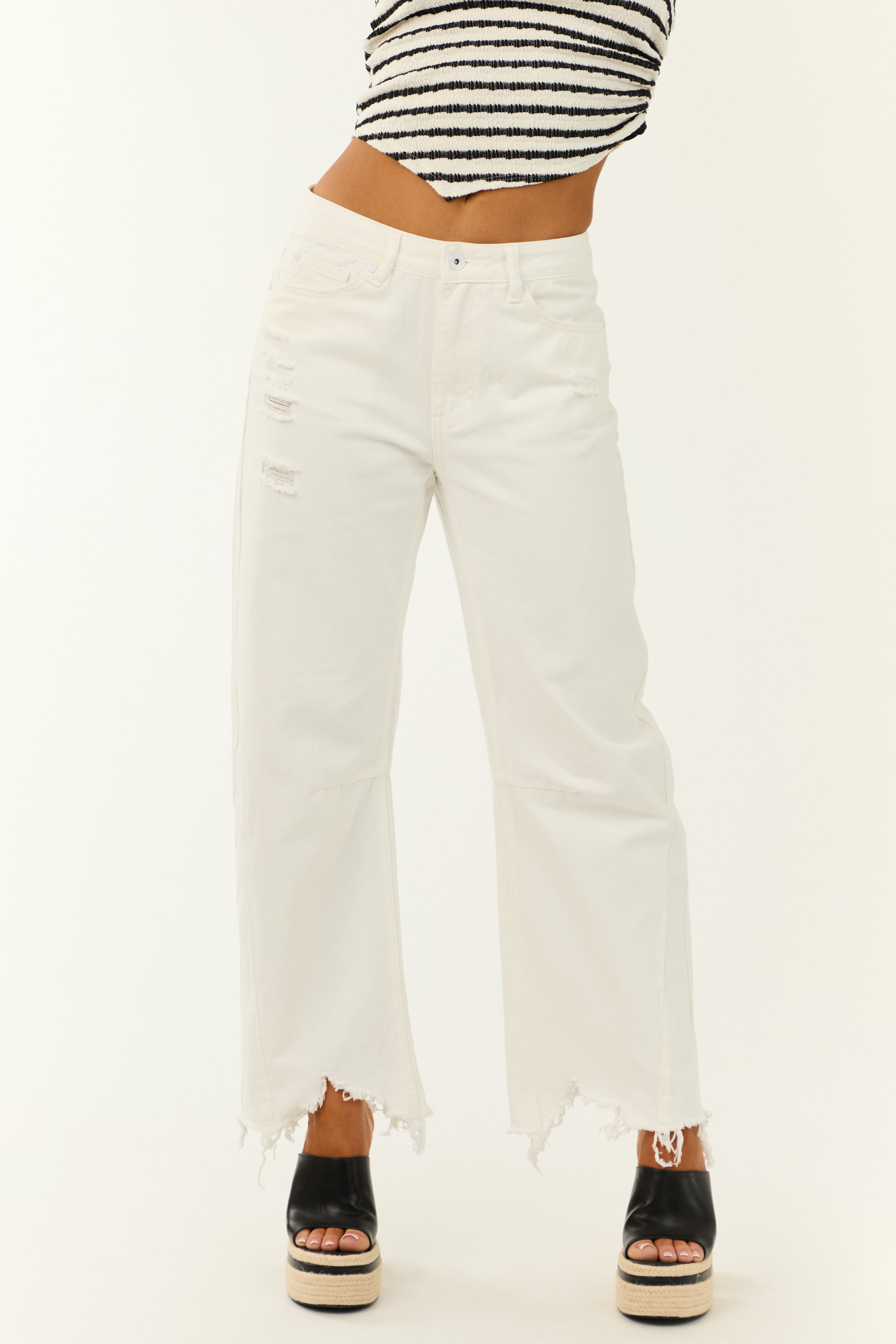 Special A Ivory High Rise Barrel Jeans-Newayad