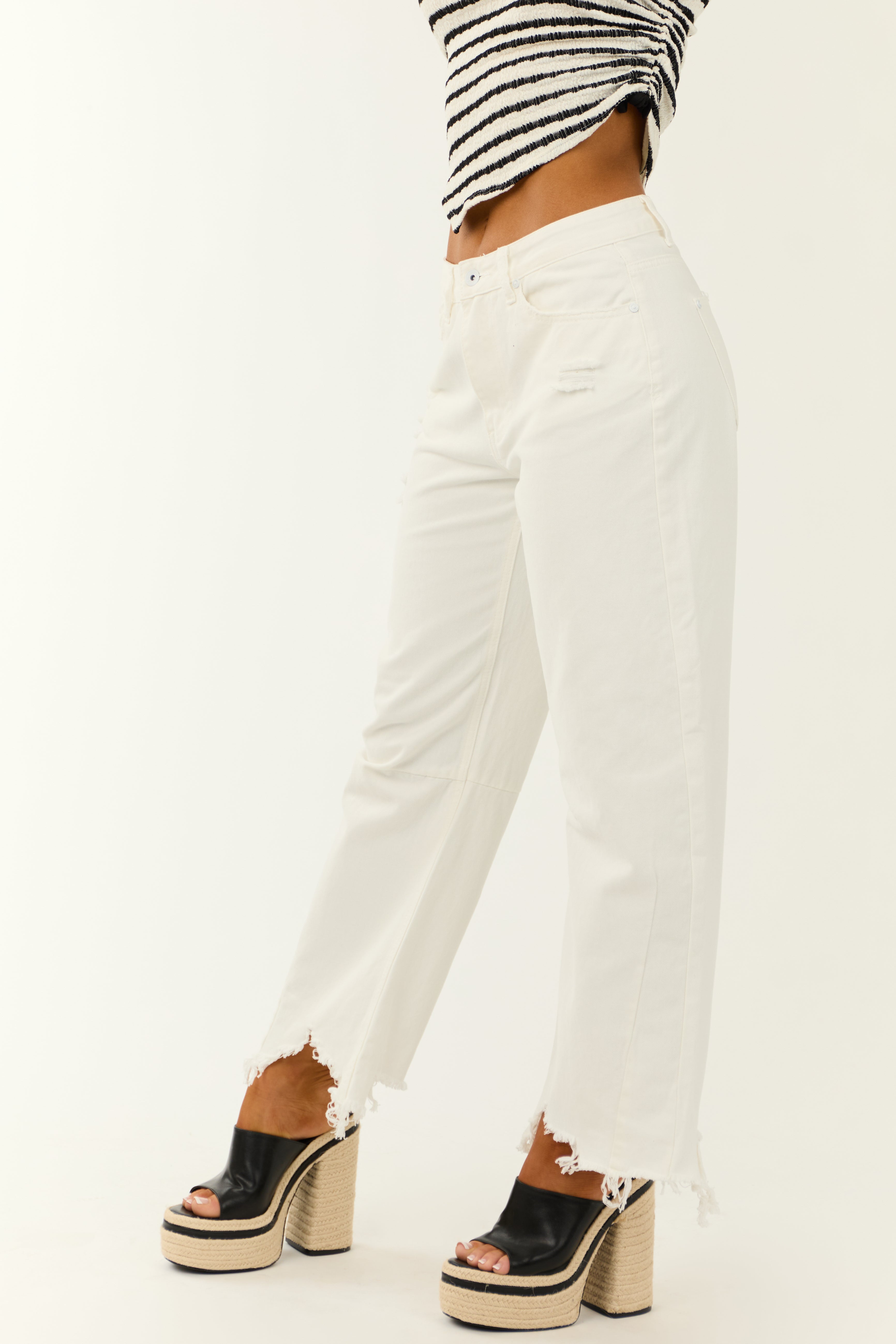 Special A Ivory High Rise Barrel Jeans-Newayad