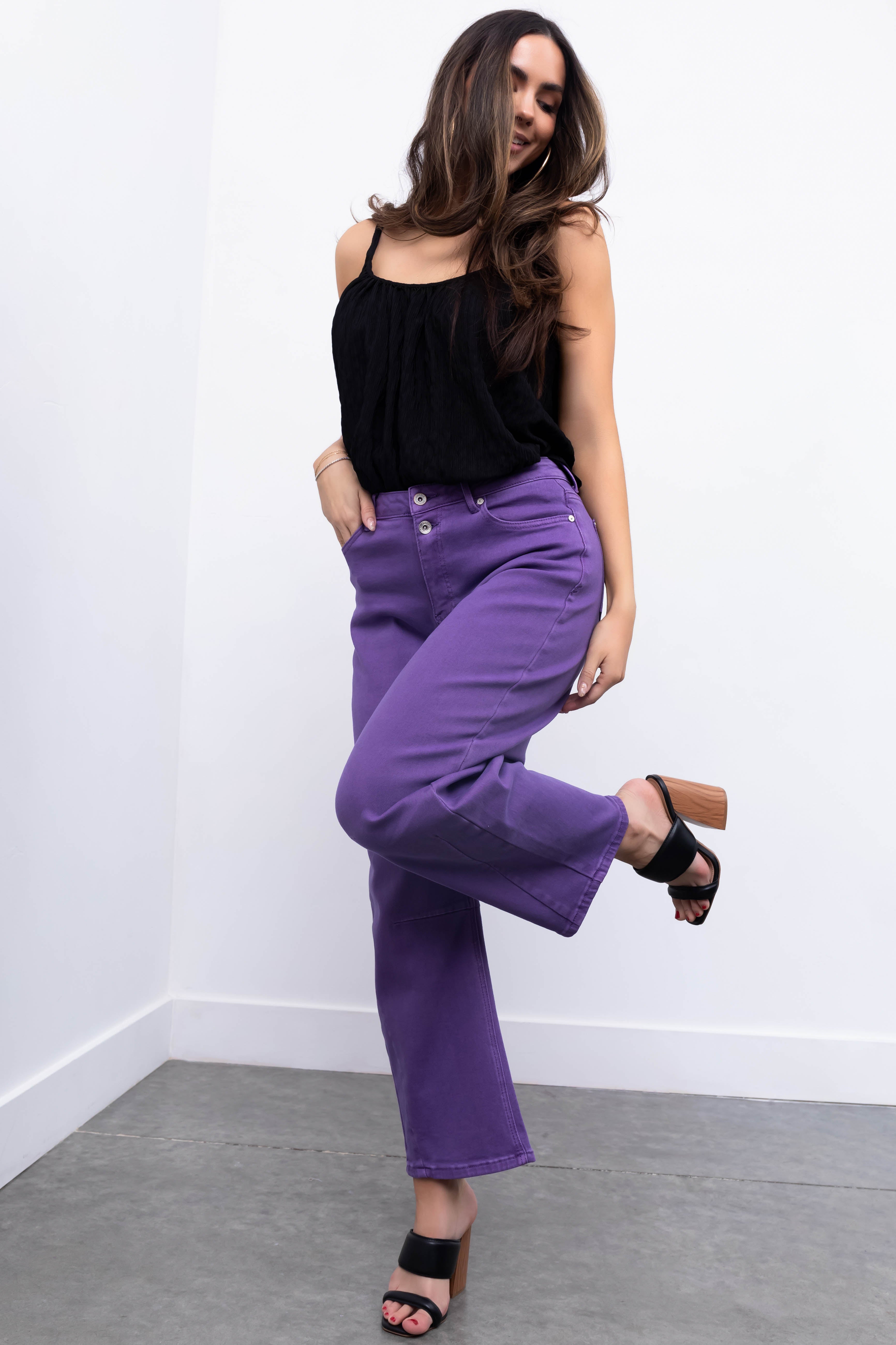 Special A Lavender Wide Leg Barrel Jeans-Newayad