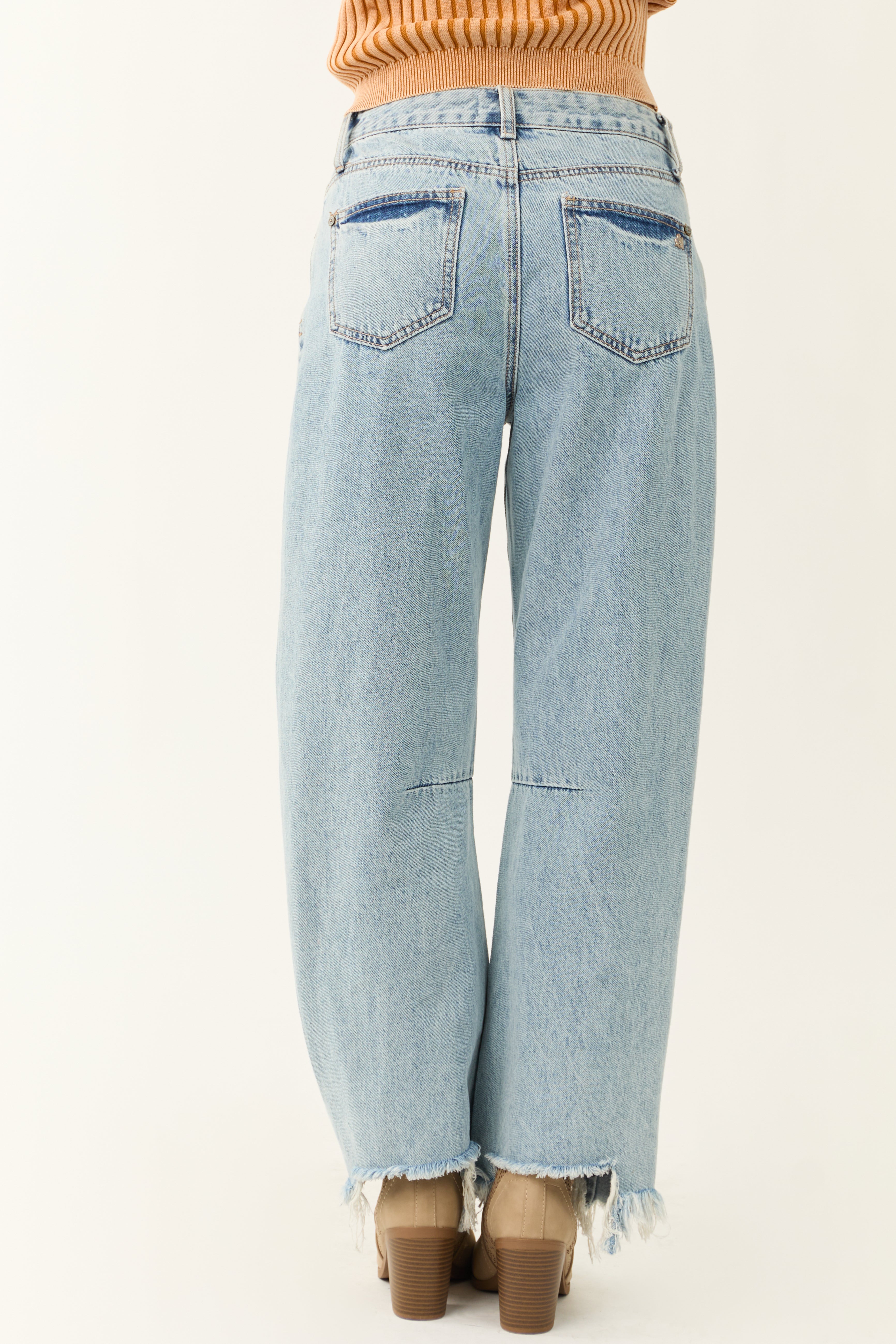 Special A Light Wash High Rise Barrel Jeans-Newayad