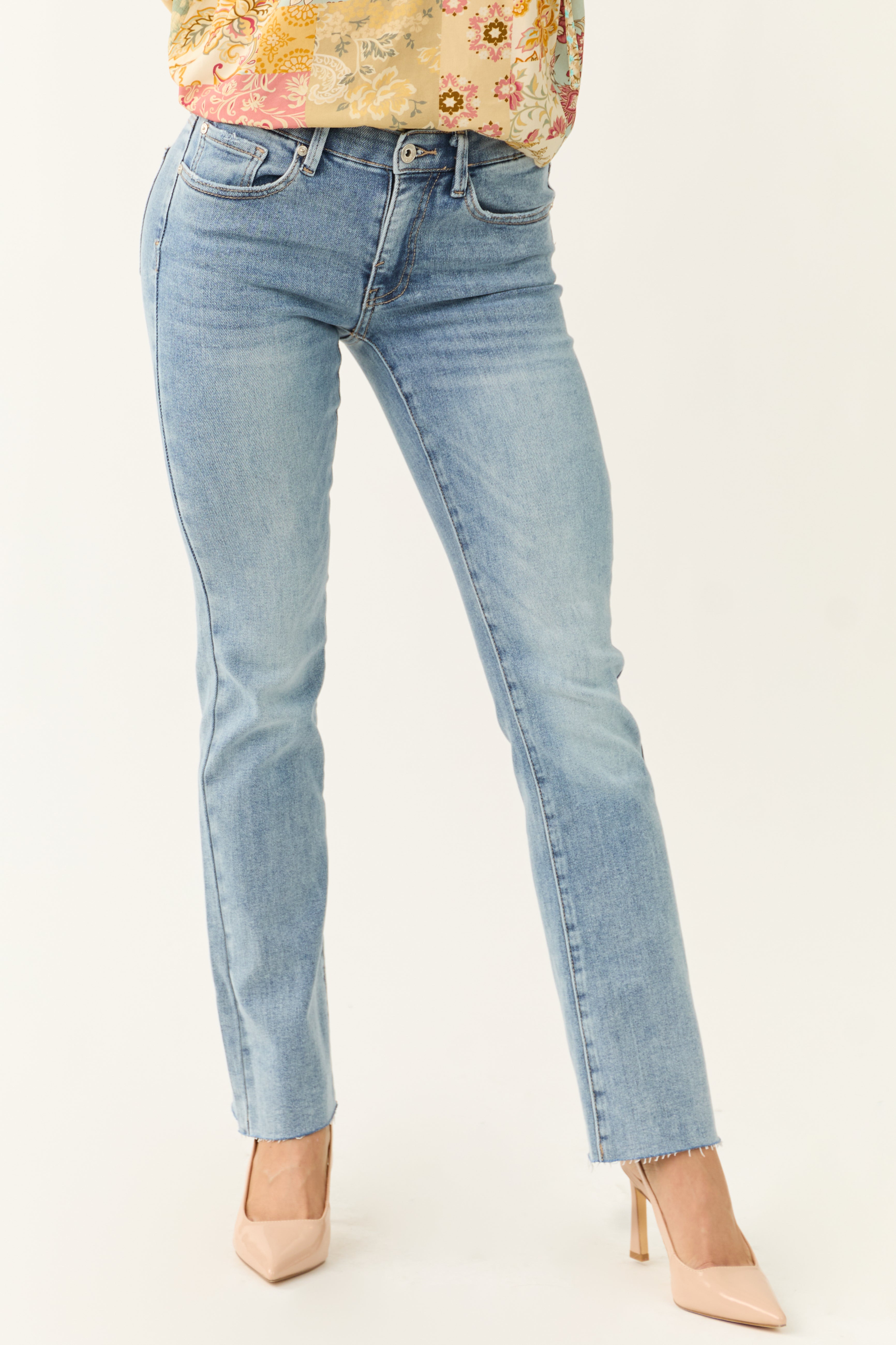 Special A Light Wash Tummy Control Straight Jeans-Newayad