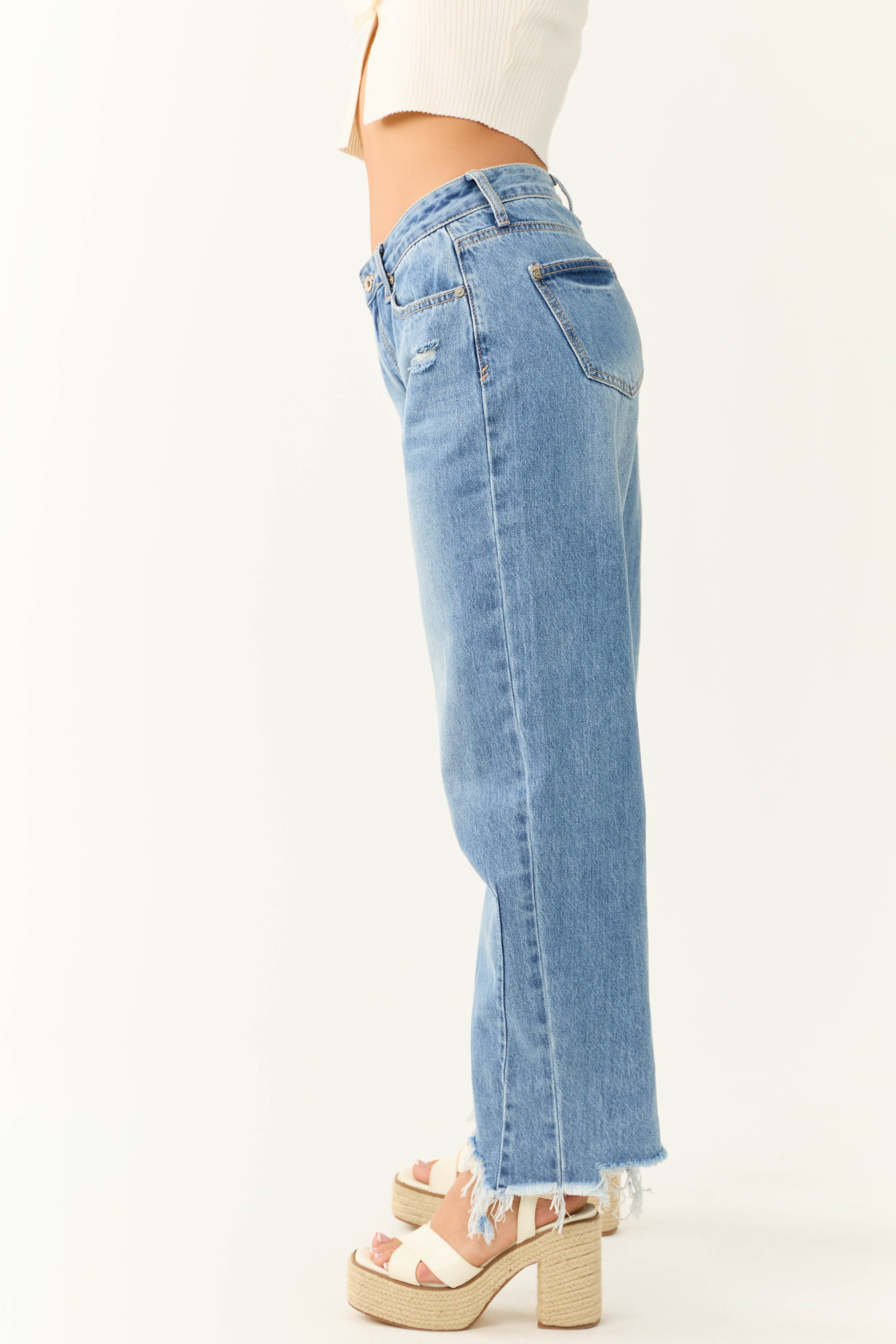 Special A Medium Wash High Rise Barrel Jeans-Newayad