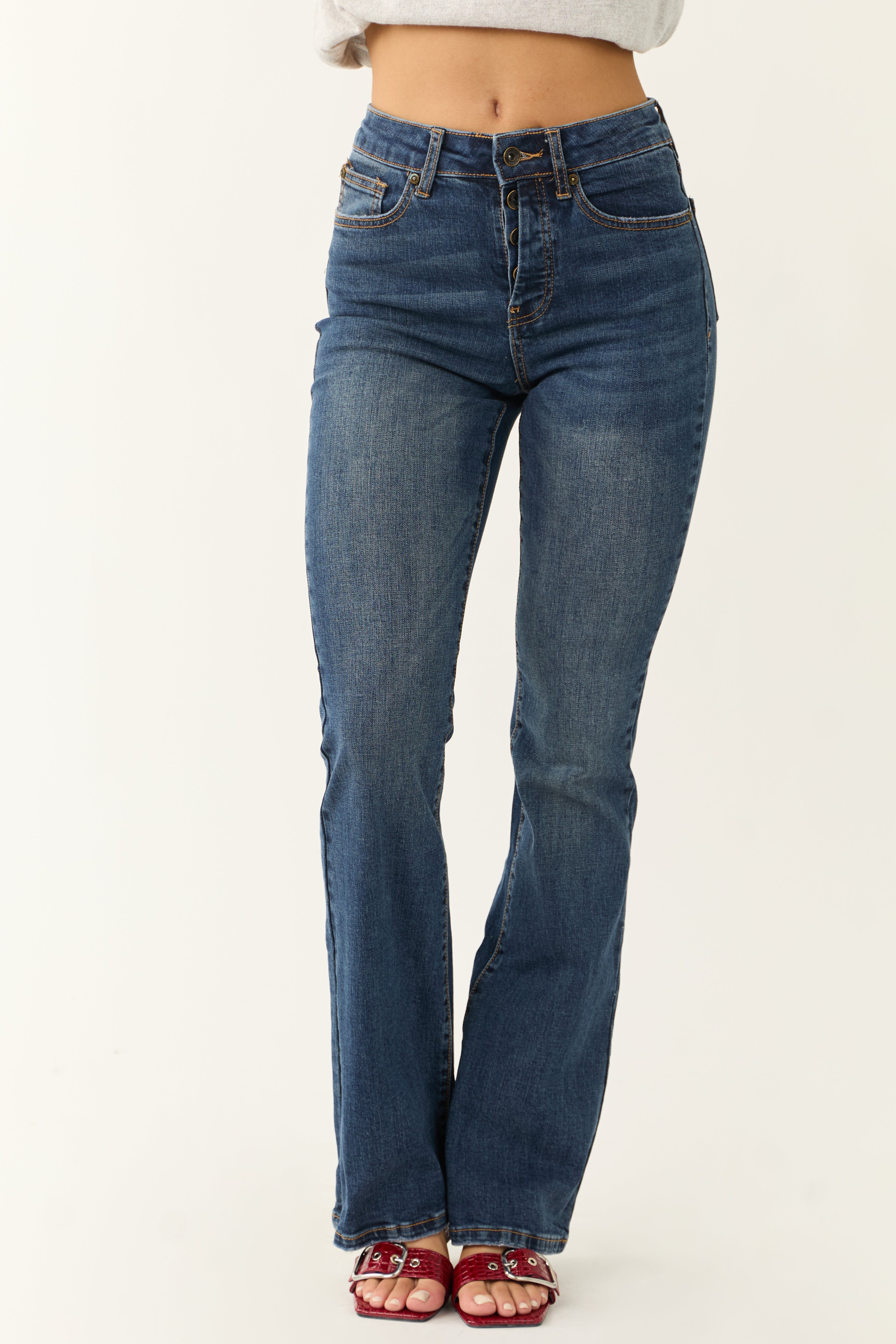 Special A Medium Wash High Rise Bootcut Jeans-Newayad
