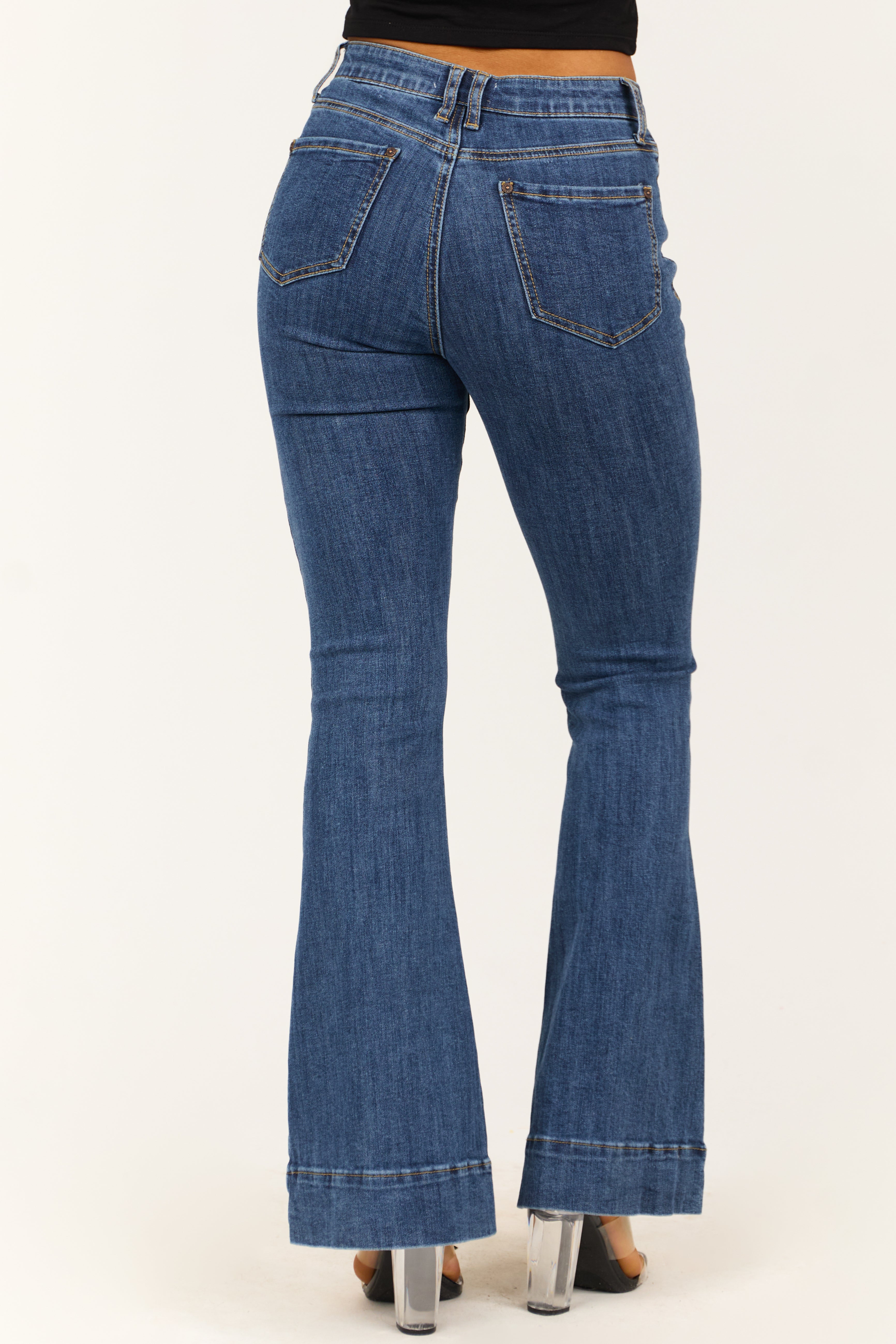 Special A Dark Wash High Rise Flare Jeans-Newayad