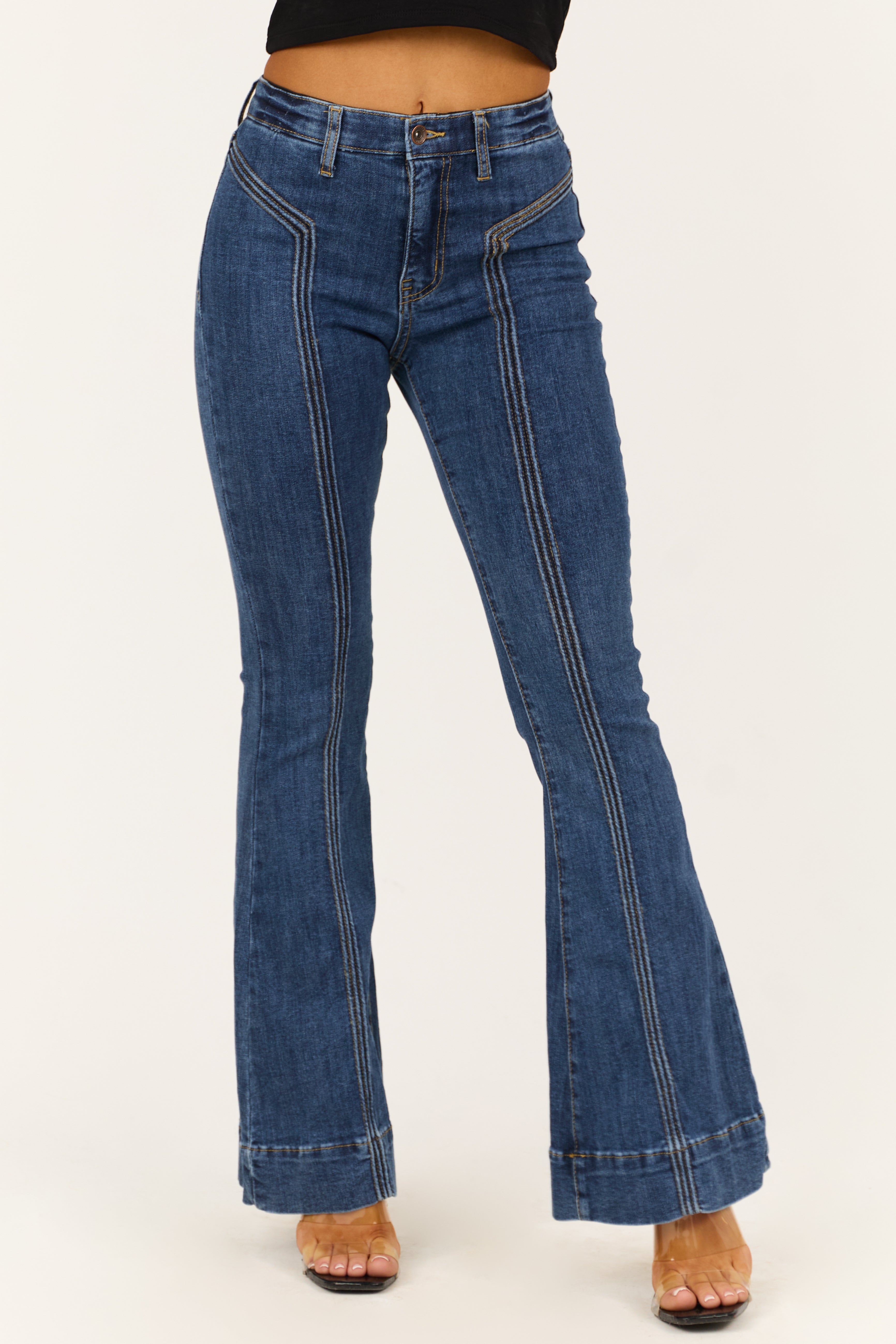 Special A Dark Wash High Rise Flare Jeans-Newayad